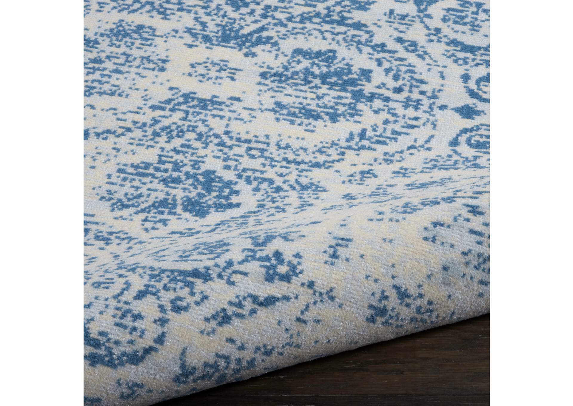 Nourison Jubilant JUB05 Teal Blue 5' Round Vintage Area Rug,Nourison