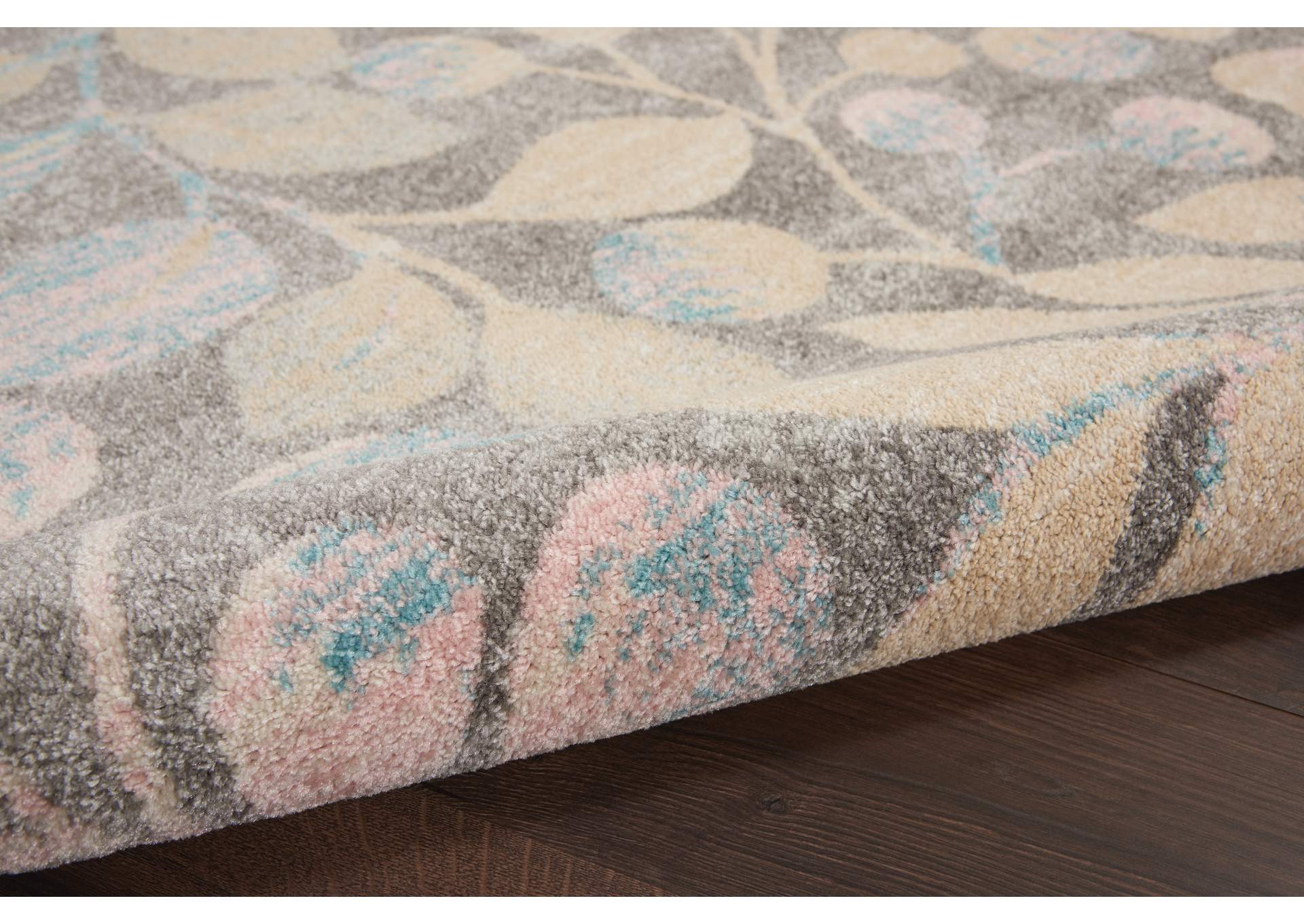 Nourison Tranquil TRA03 Beige and Grey 5'x7' Botanical Area Rug,Nourison