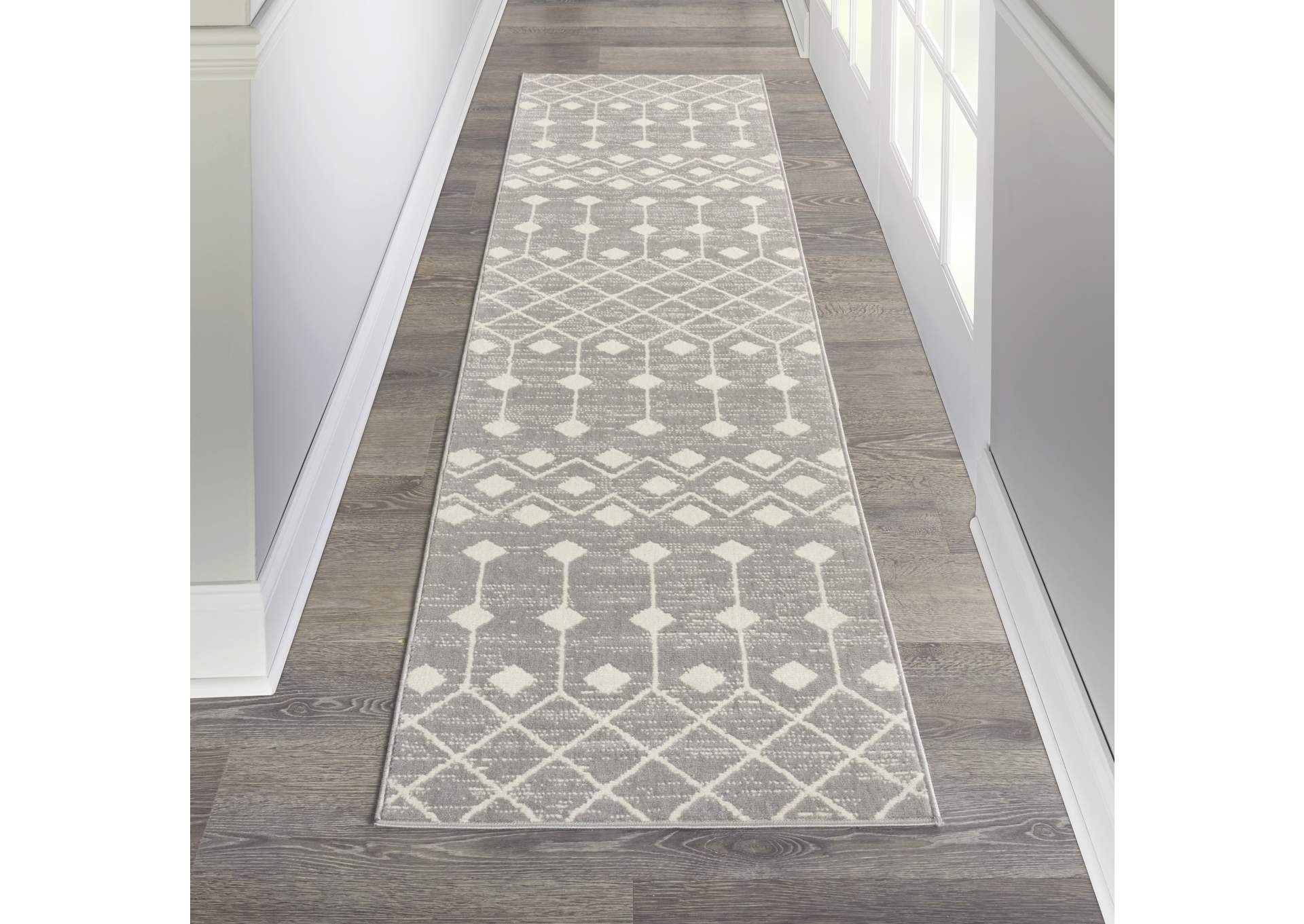 Nourison Grafix 8' Runner Grey Area Rug,Nourison