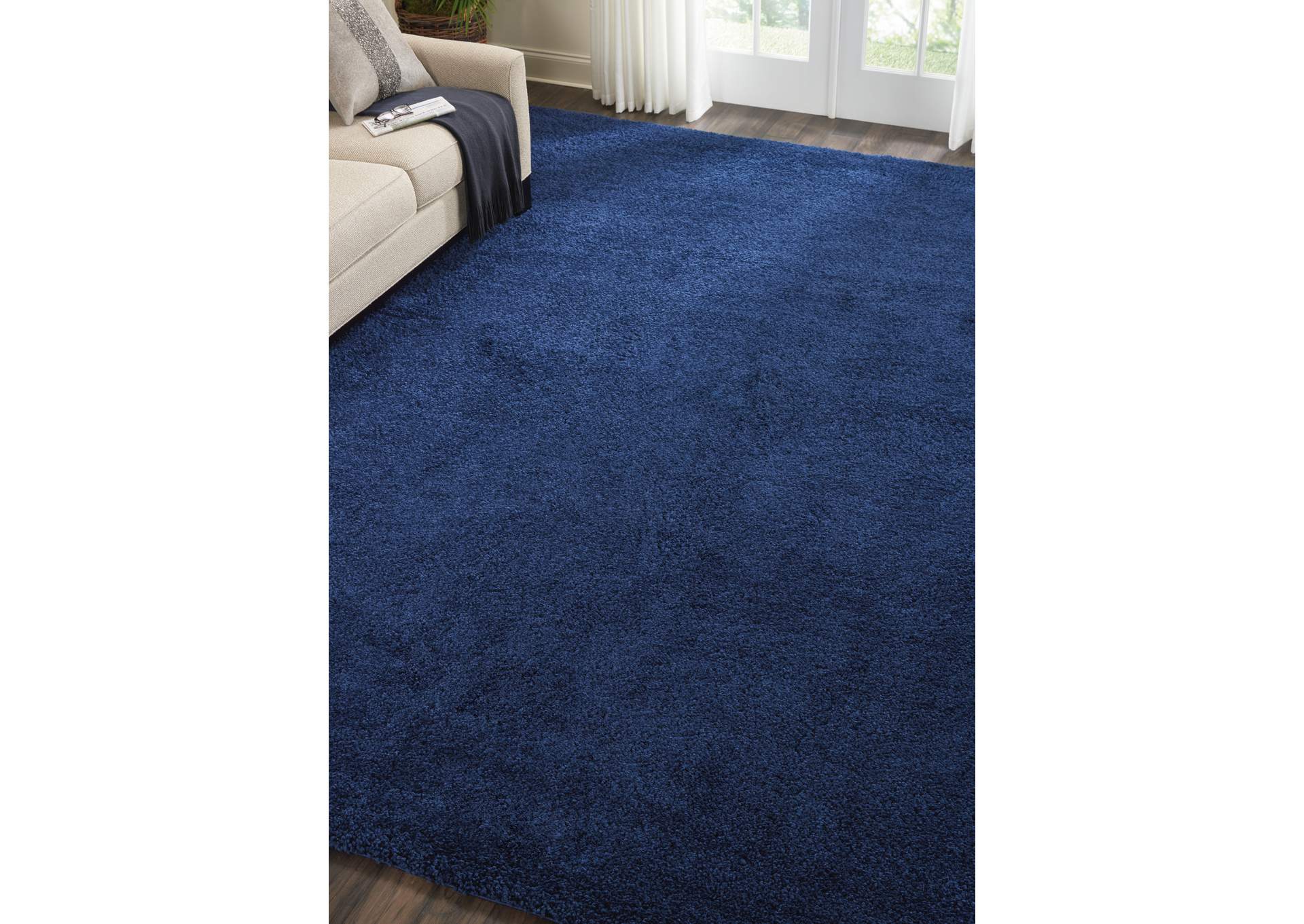 Nourison Malibu Shag MSG01 Dark Blue 9'x12' Oversized Rug,Nourison