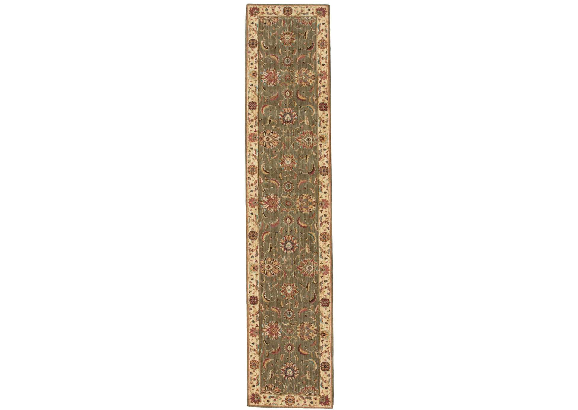 Nourison Living Treasures LI04 Green 12' Runner Hallway Rug,Nourison