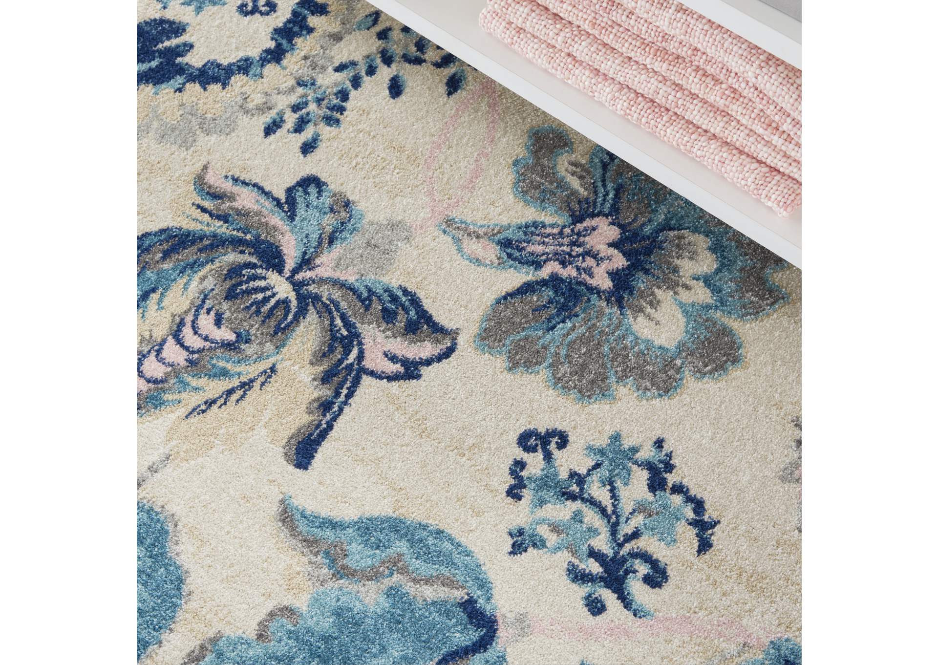 Nourison Tranquil TRA02 Blue and White 4'x6' French Country Area Rug,Nourison