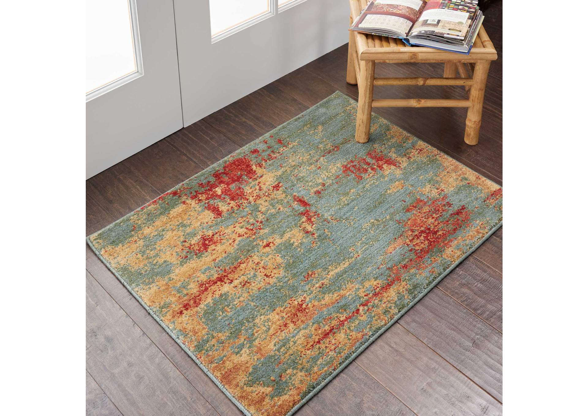 Nourison Somerset 2' X 3' Teal Multicolor Area Rug,Nourison