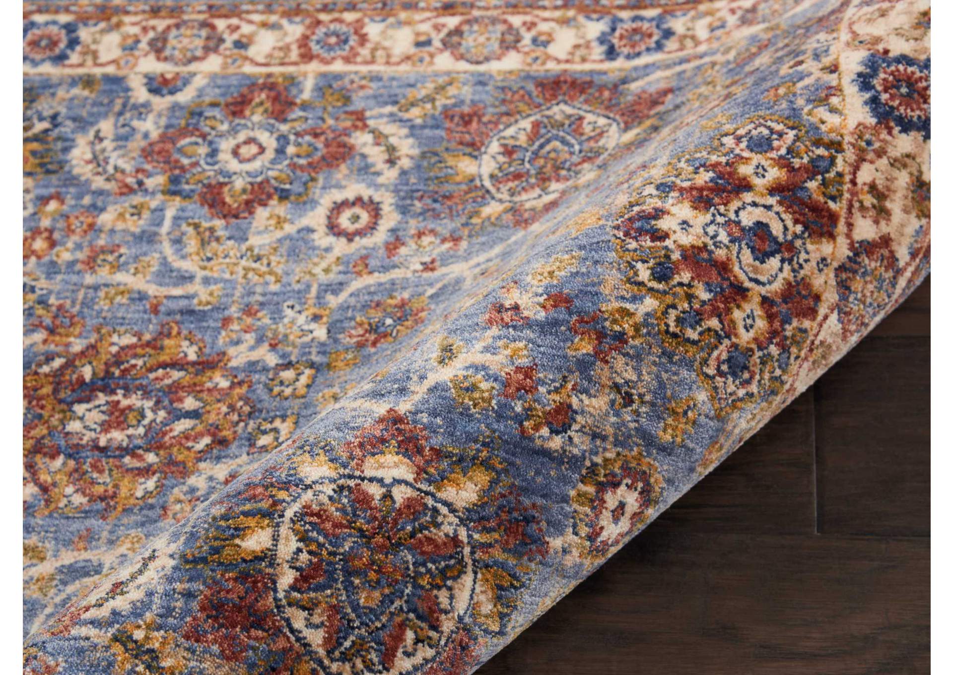 Nourison Lagos LAG04 Light Blue Multicolor 8' Runner Low-pile Hallway Rug,Nourison