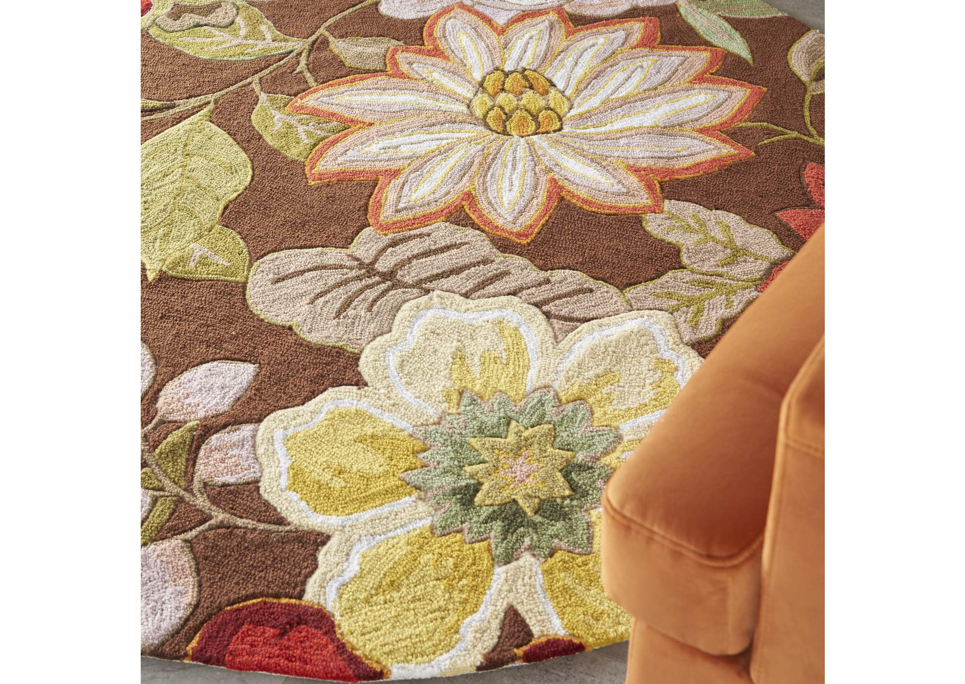 Nourison Fantasy FA18 Brown 6' Round Area Rug,Nourison