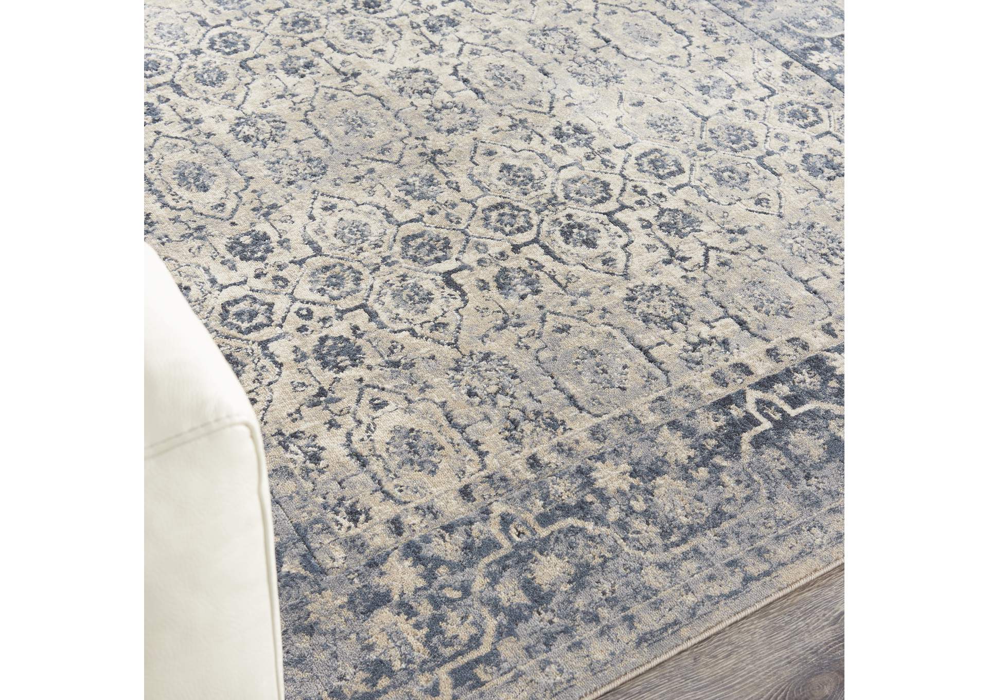 kathy ireland Home Malta MAI04 Blue and Ivory 5'x8' Area Rug,Nourison