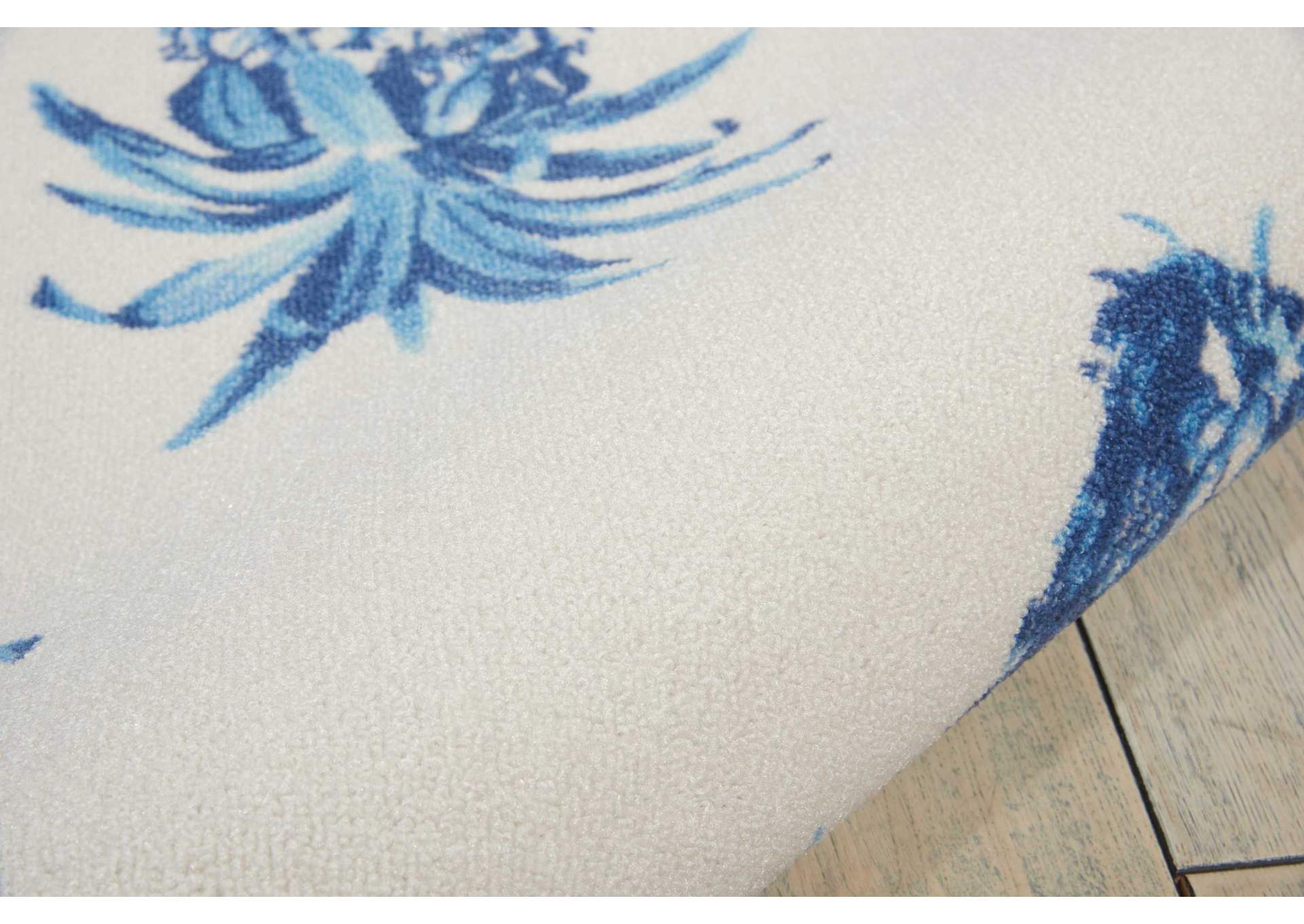 Waverly Sun N Shade SND49 White and Blue 10'x14' Rug,Nourison