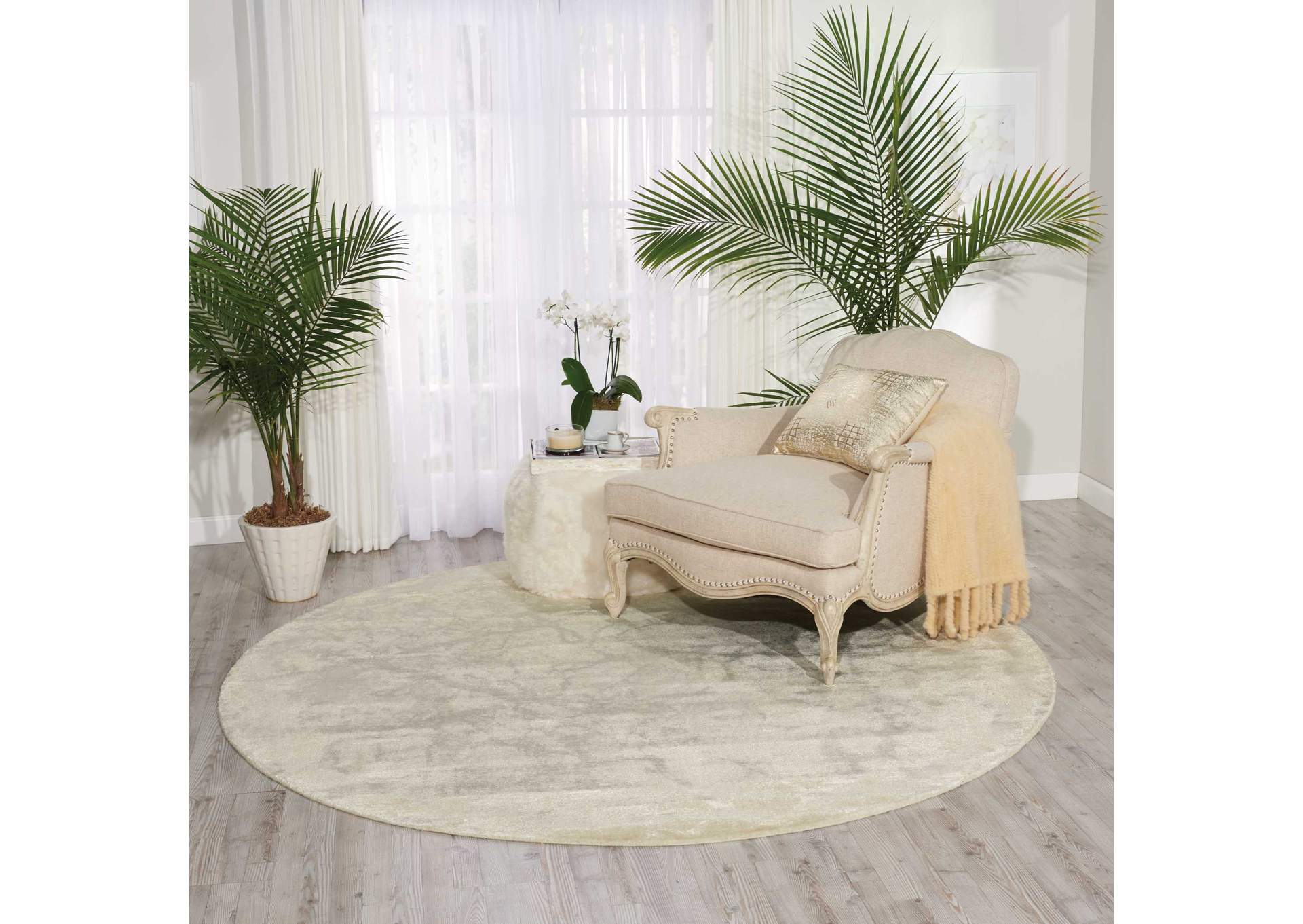 Nourison Twilight TWI09 White 8' Round Large Rug,Nourison