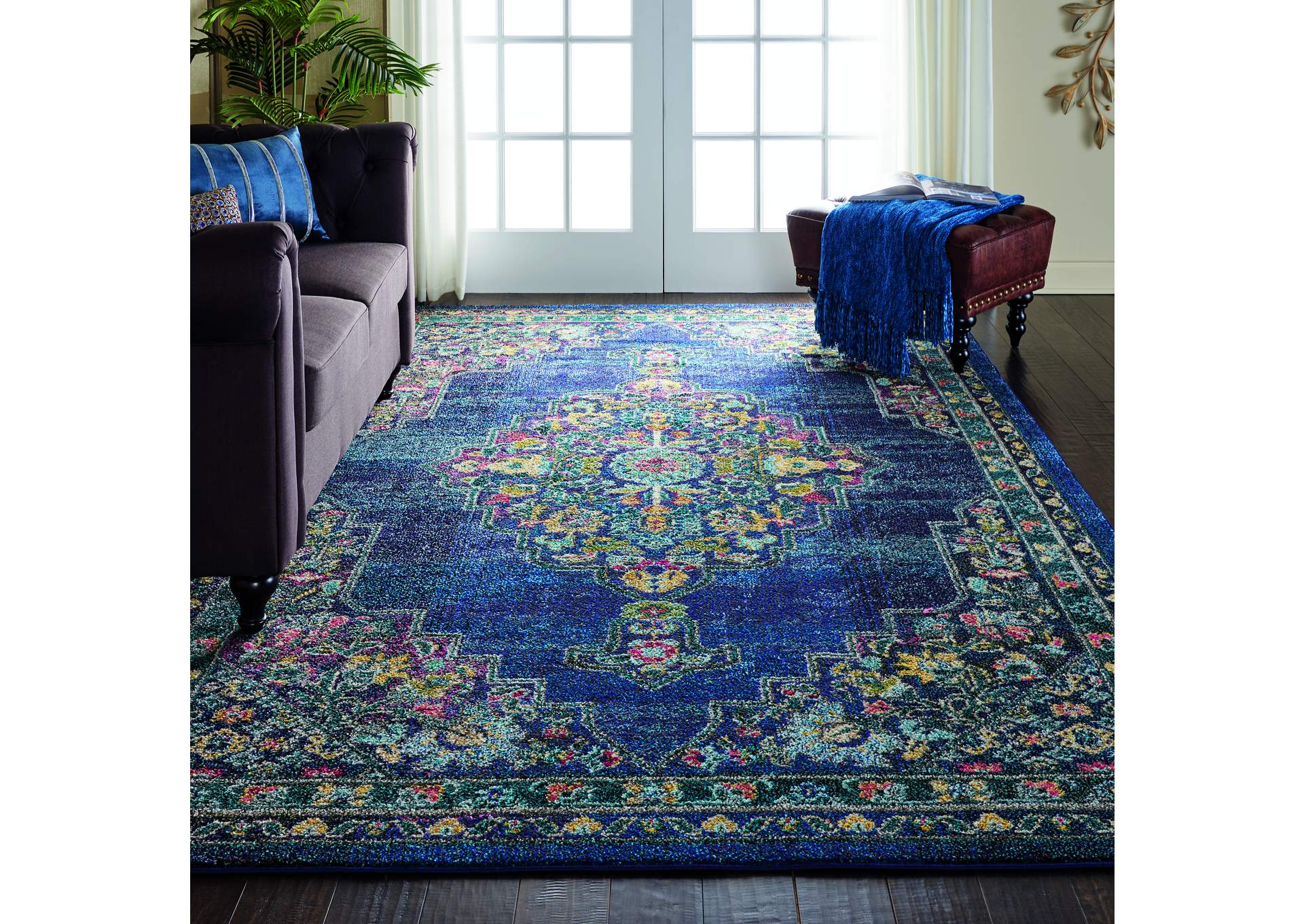 Nourison Passionate PST01 Dark Blue Multicolor 7'x10' Large Rug,Nourison