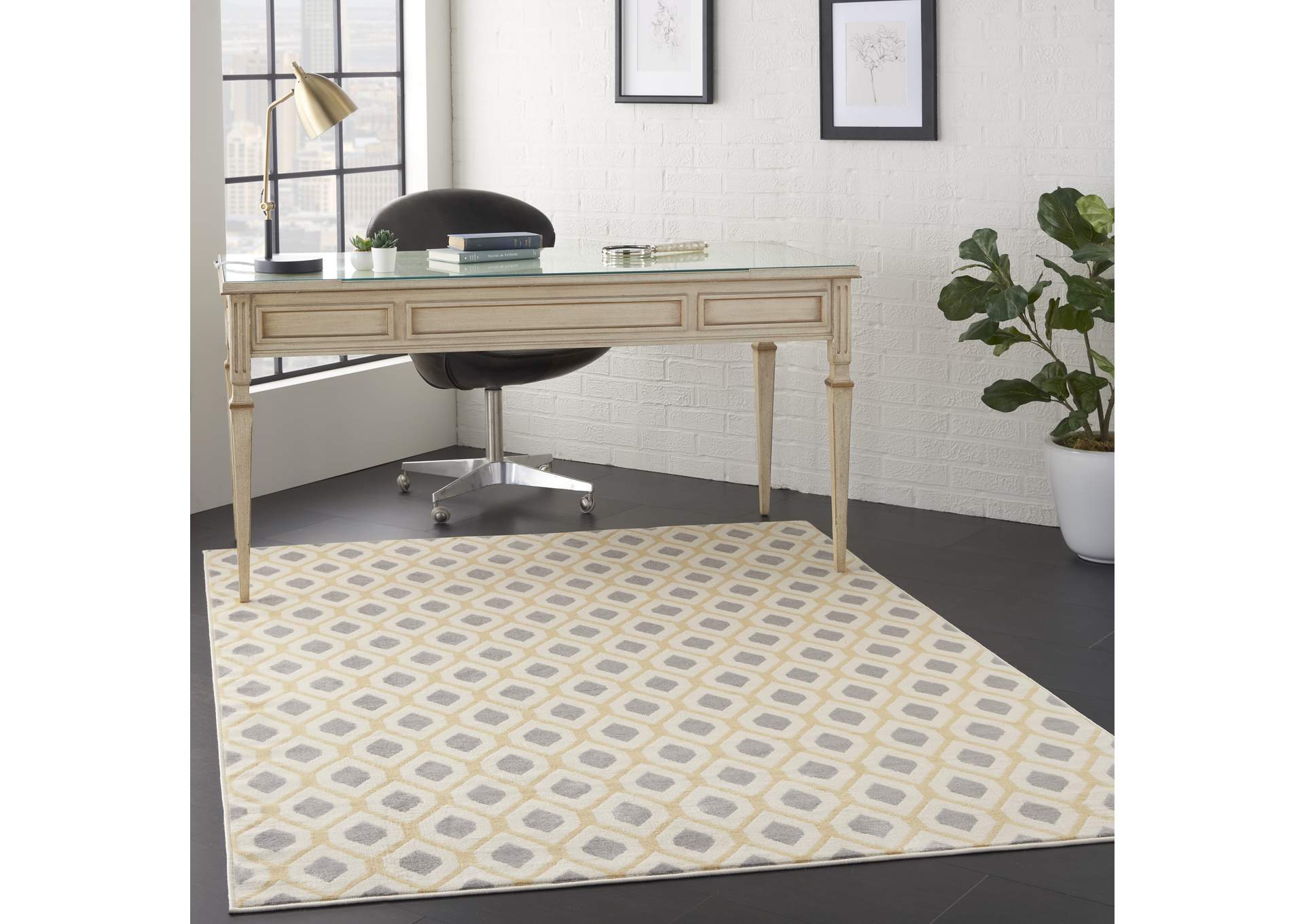 Nourison Grafix GRF22 Grey and White 5'x7' Area Rug,Nourison