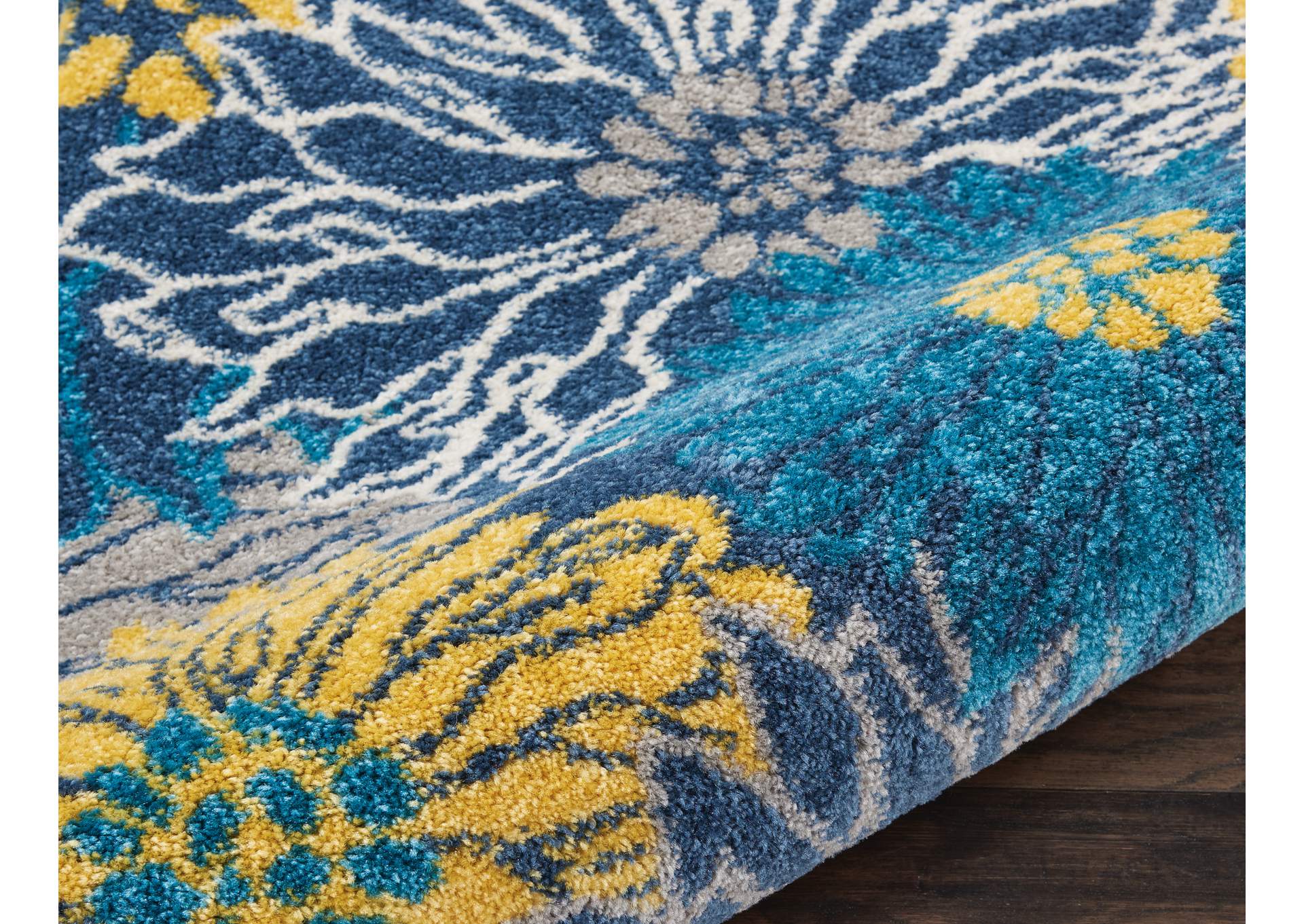 Nourison Passion PSN17 Blue 6' Runner Hallway Rug,Nourison