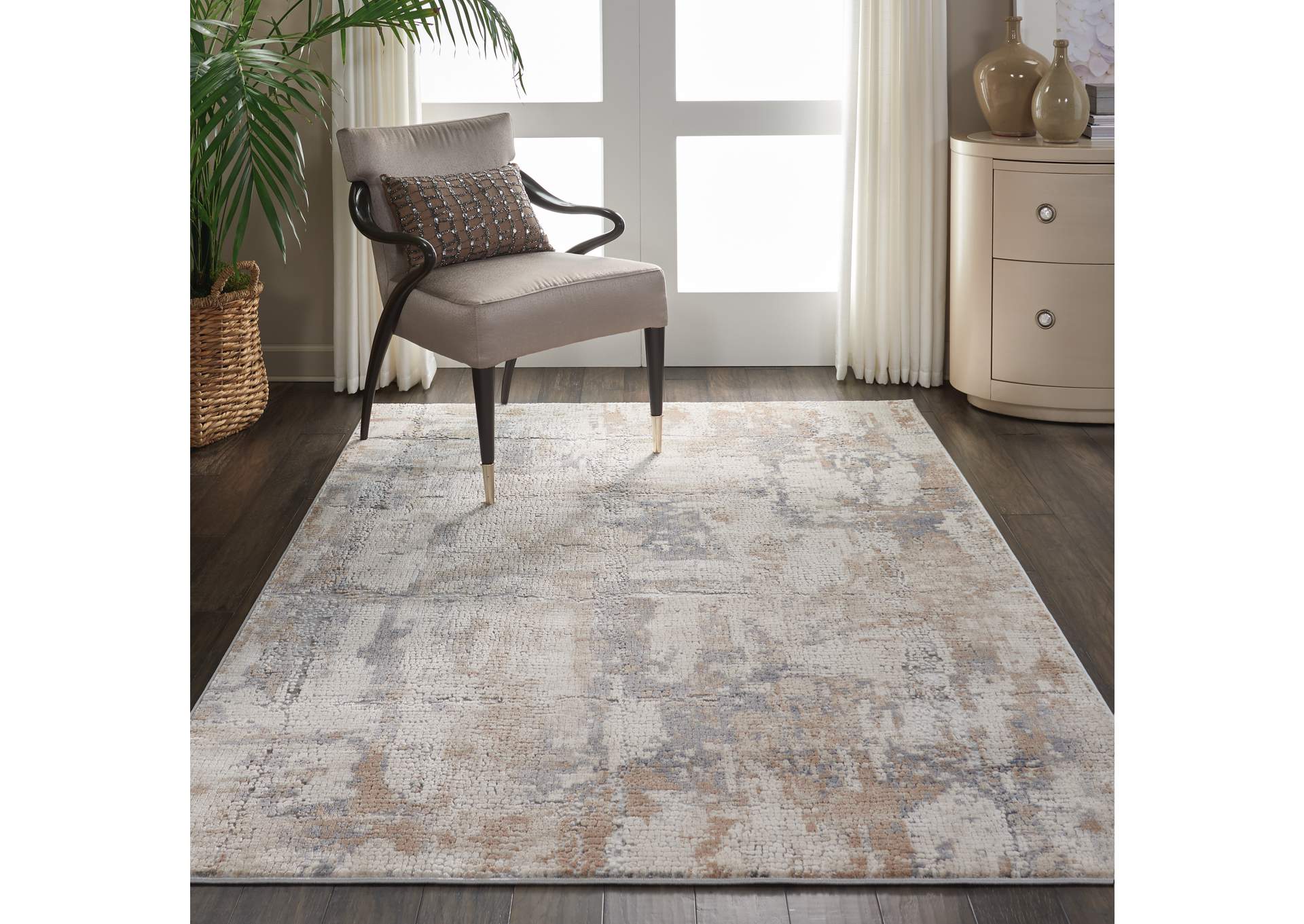 Nourison Rustic Textures RUS06 Beige and Grey 4'x6' Rustic Area Rug,Nourison