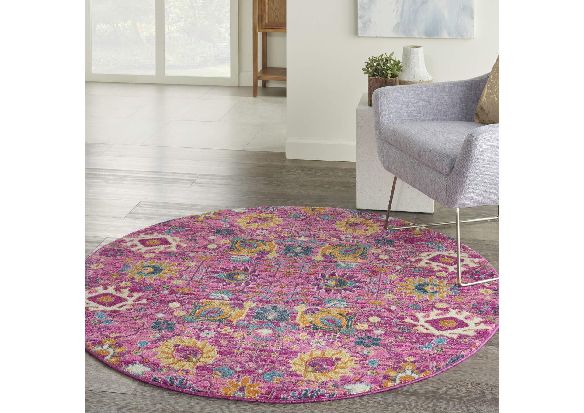 Nourison Passion PSN01 Pink 5' Round Rug,Nourison