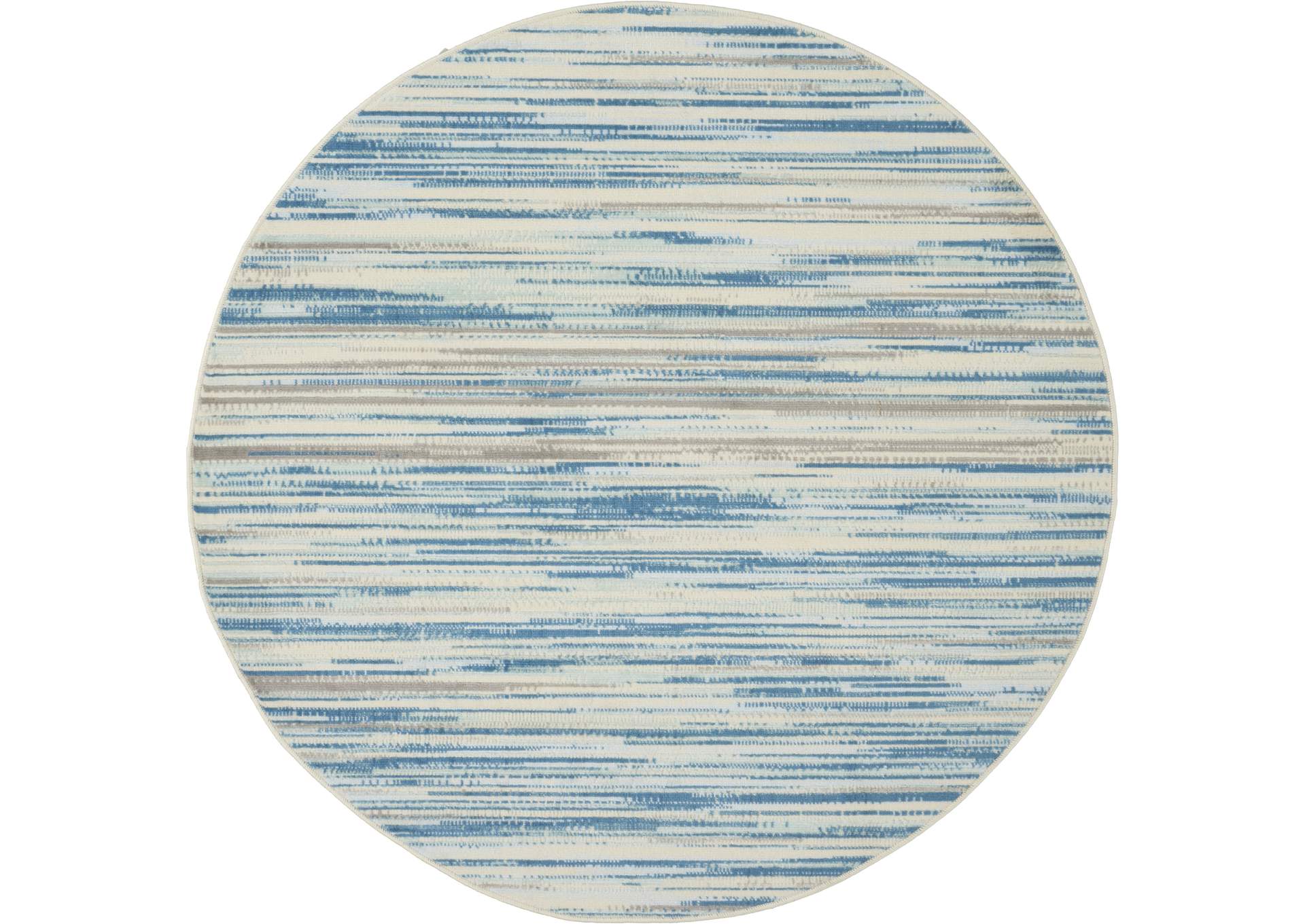 Nourison Jubilant JUB04 Teal Blue and White 5' Round Beach Area Rug,Nourison