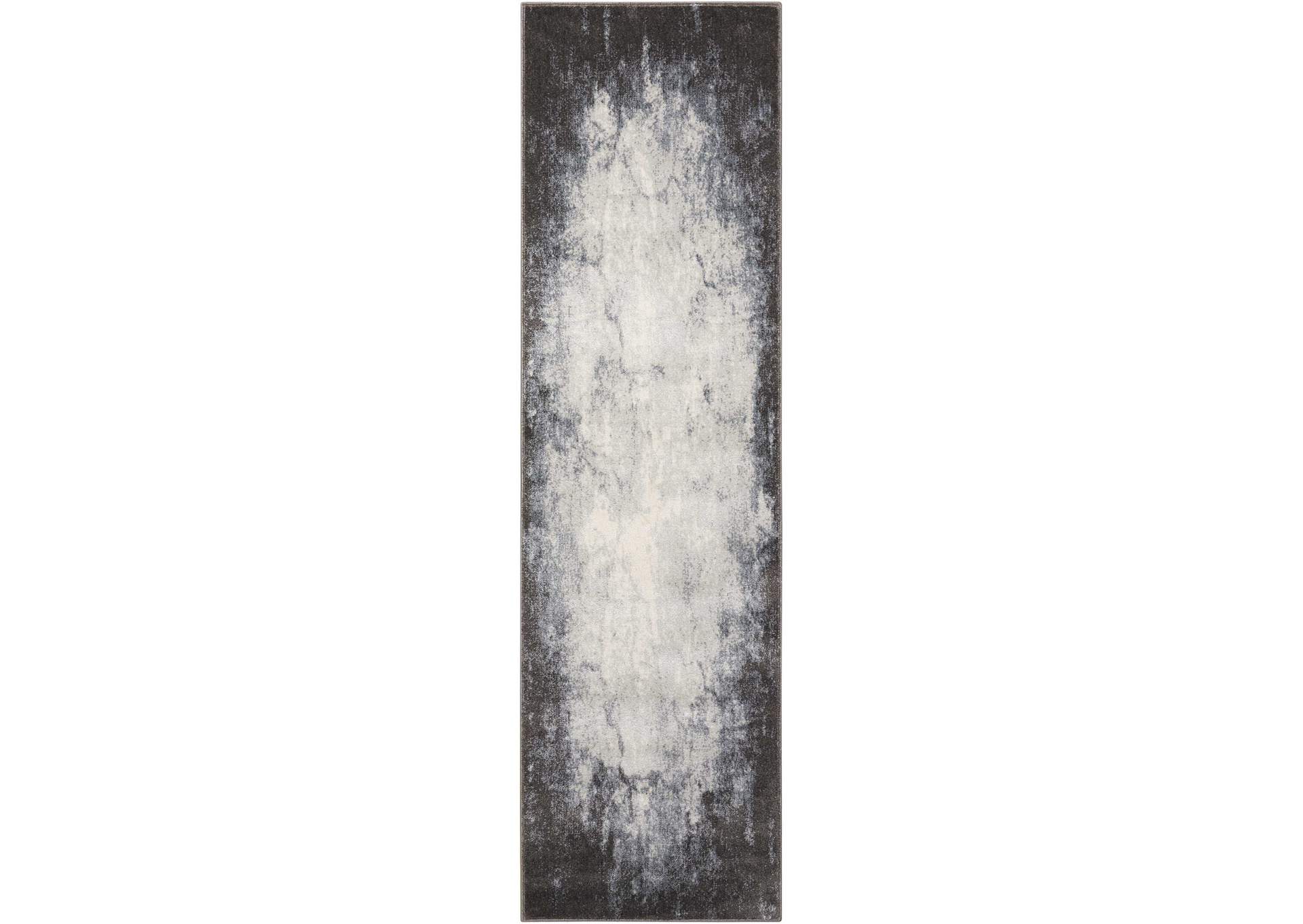 Nourison Maxell MAE01 Grey and White 8' Runner Hallway Rug,Nourison