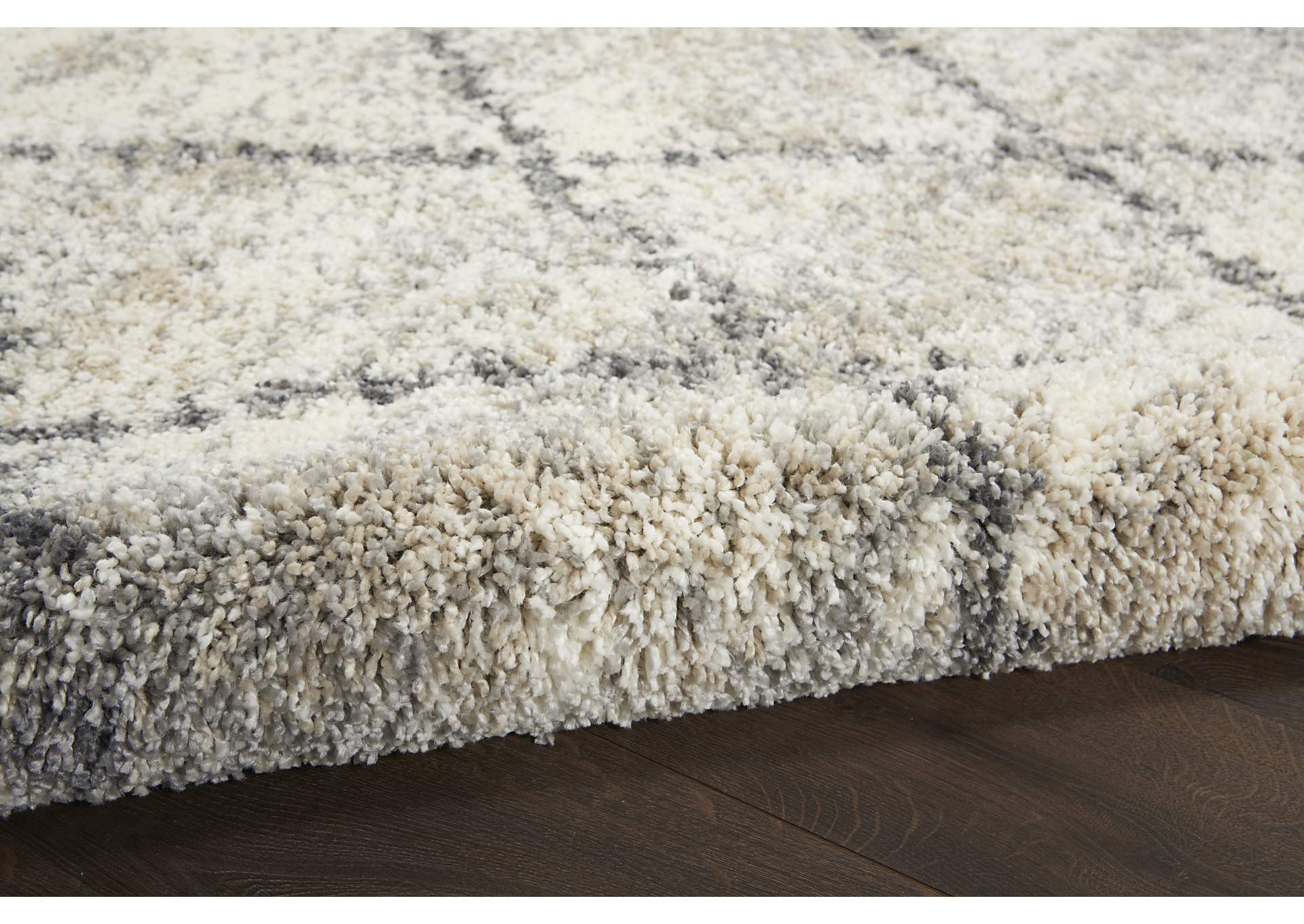 Nourison Oslo Shag OSL01 4'x6' Ivory and Grey Scandinavian Shag Rug,Nourison