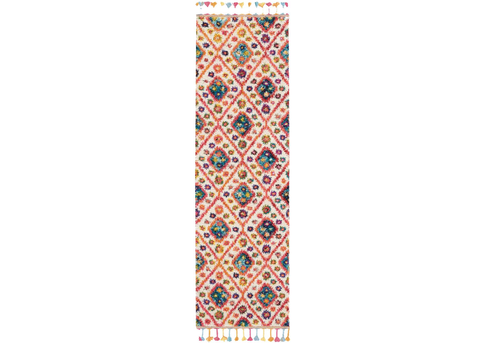Nourison Nomad NMD03 White Multicolor 6' Runner Hallway Rug,Nourison