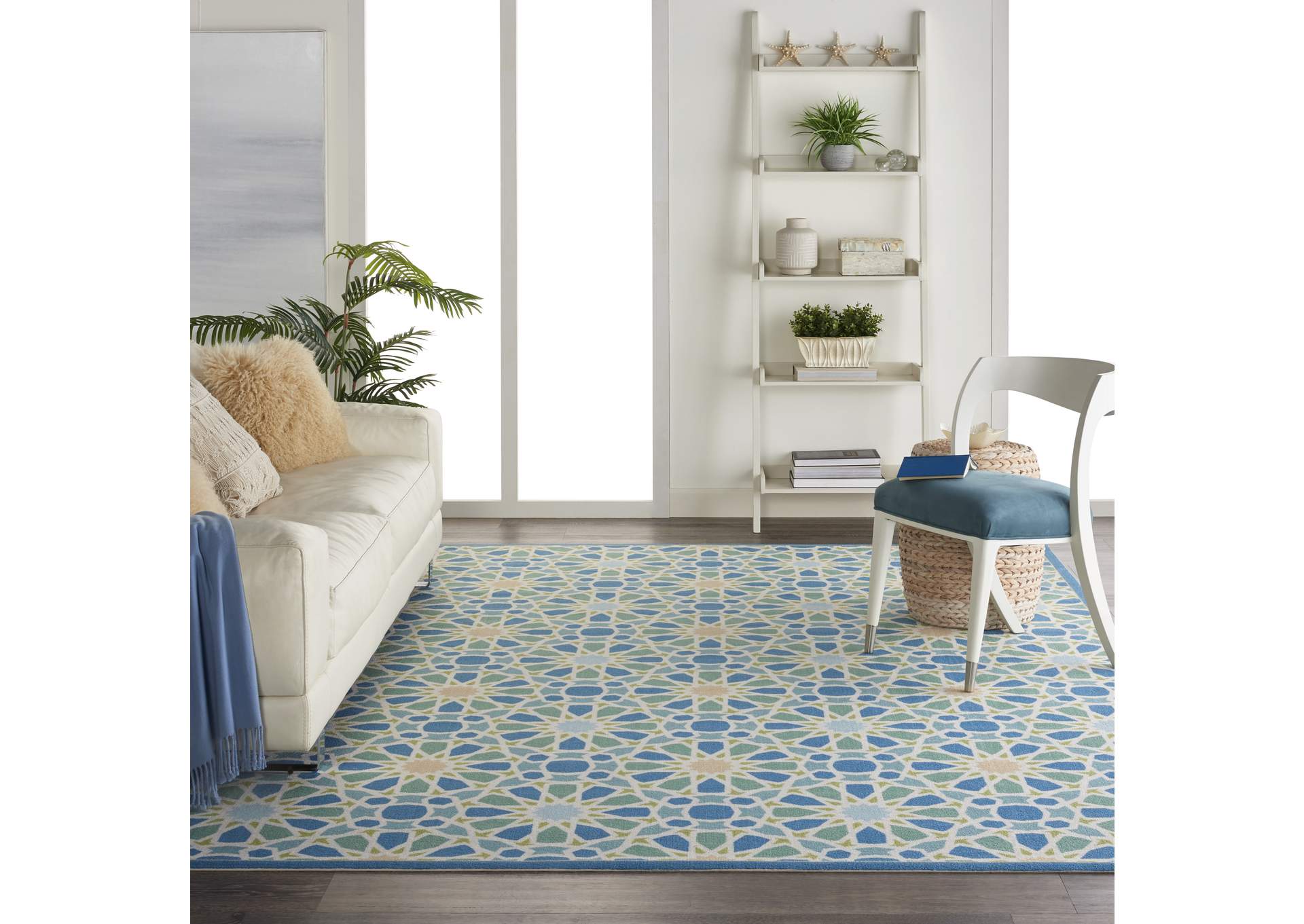 Waverly Sun N Shade SND29 Blue 10'x14' Rug,Nourison