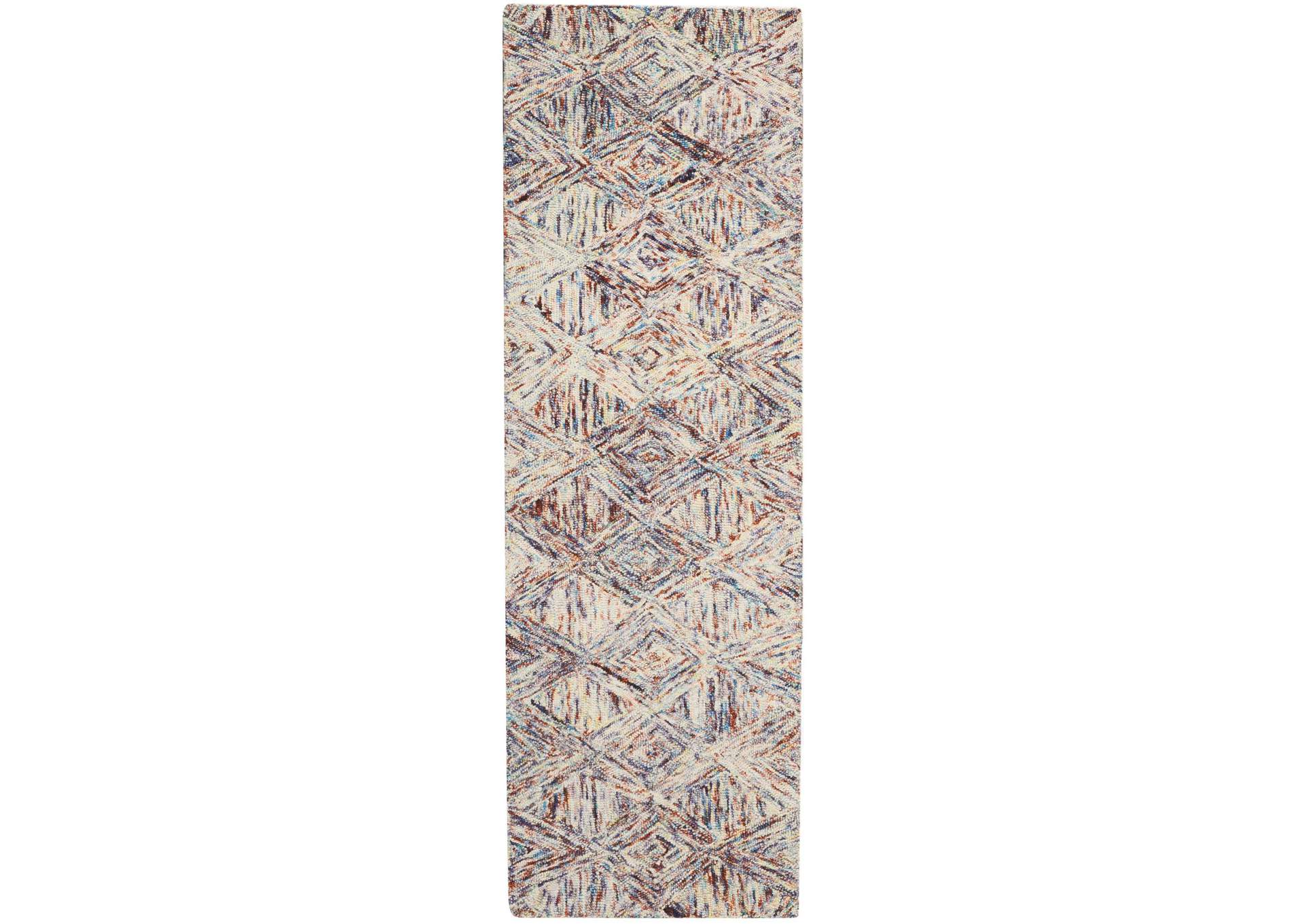 Nourison Linked Multicolor 8' Runner Wool Hallway Rug,Nourison