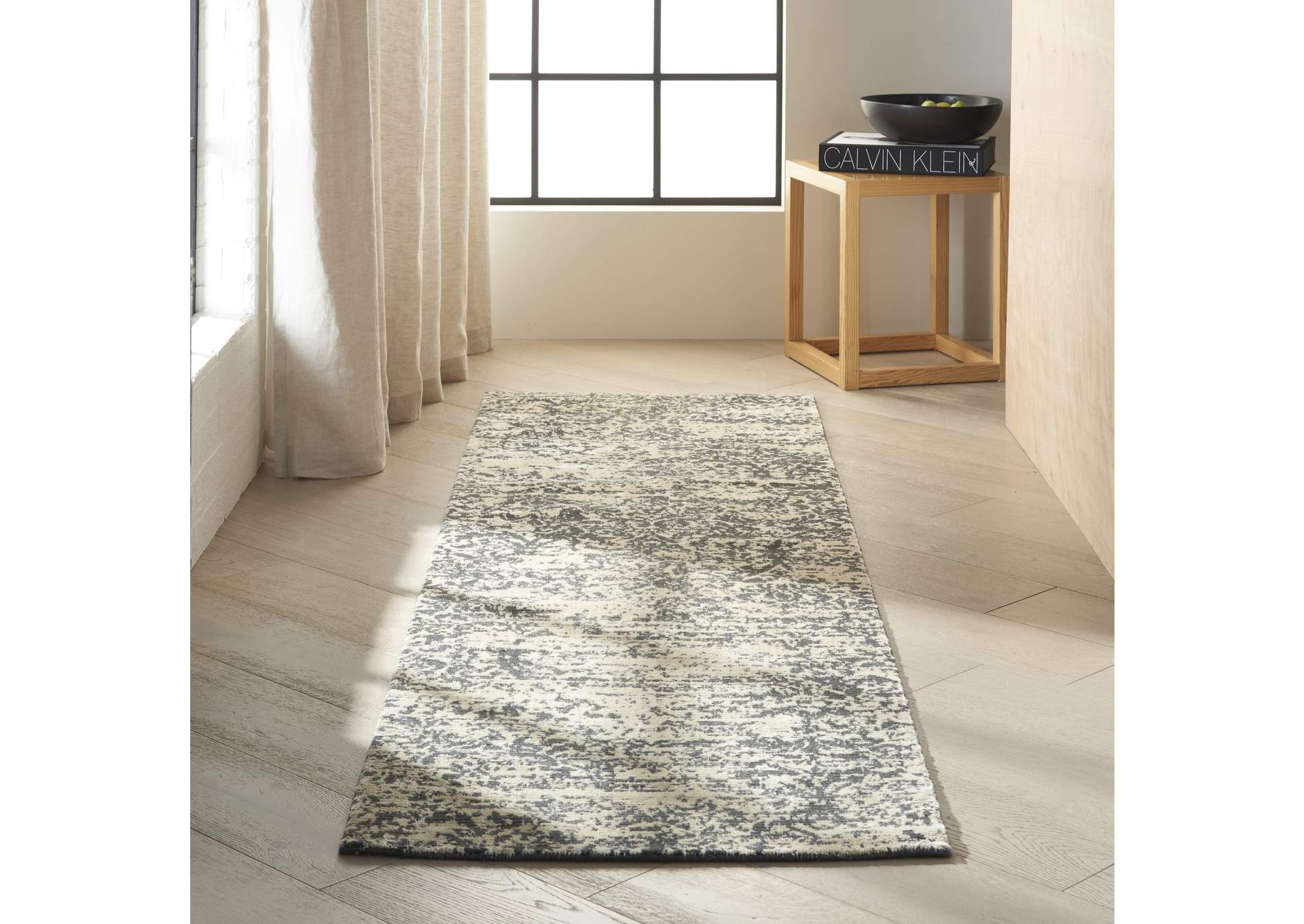 Calvin Klein Home Maya MAY08 Hematite 8' Runner Hallway Rug,Nourison