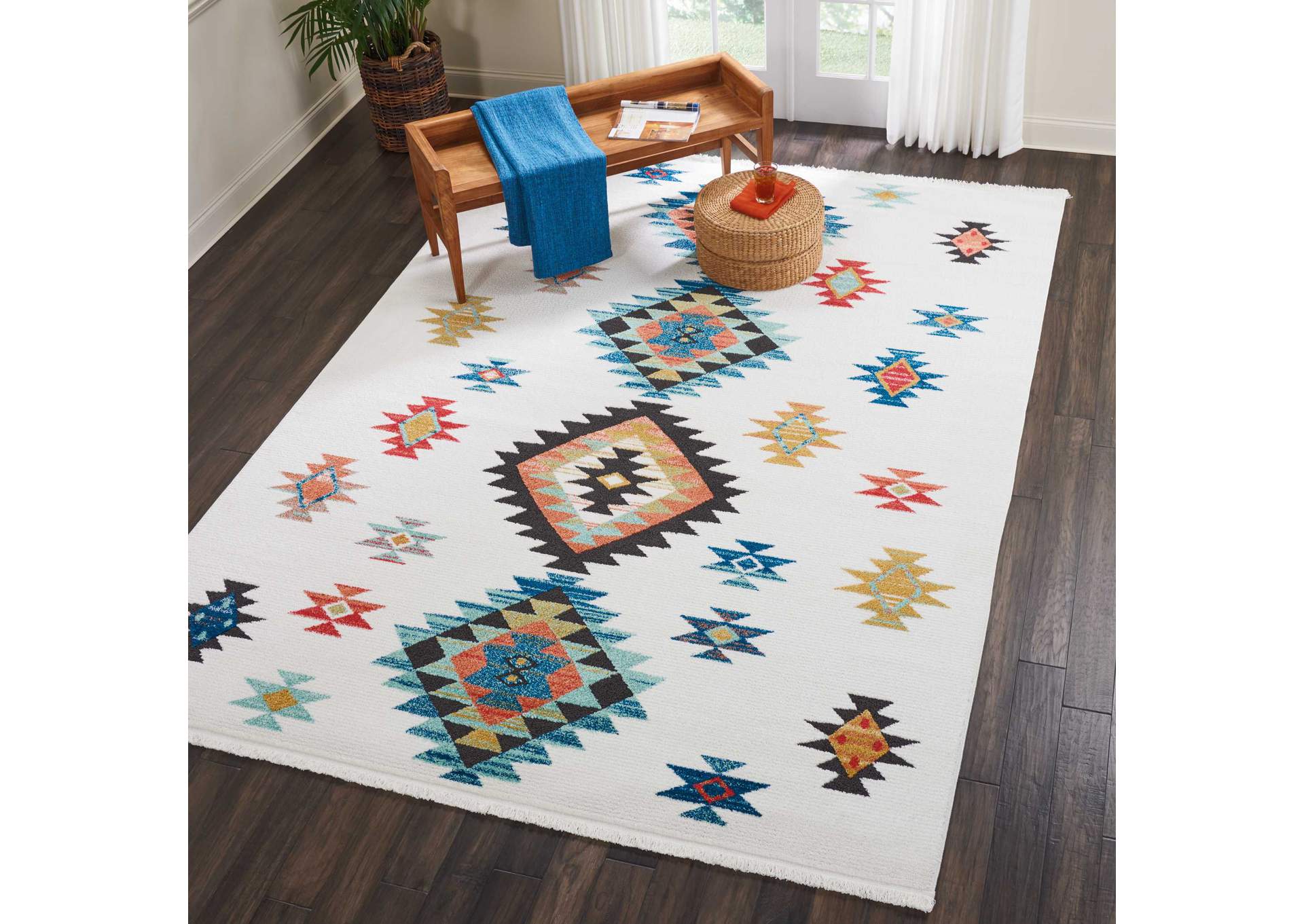 Nourison South Western NAV07 White 9'x13' Oversized Rug,Nourison