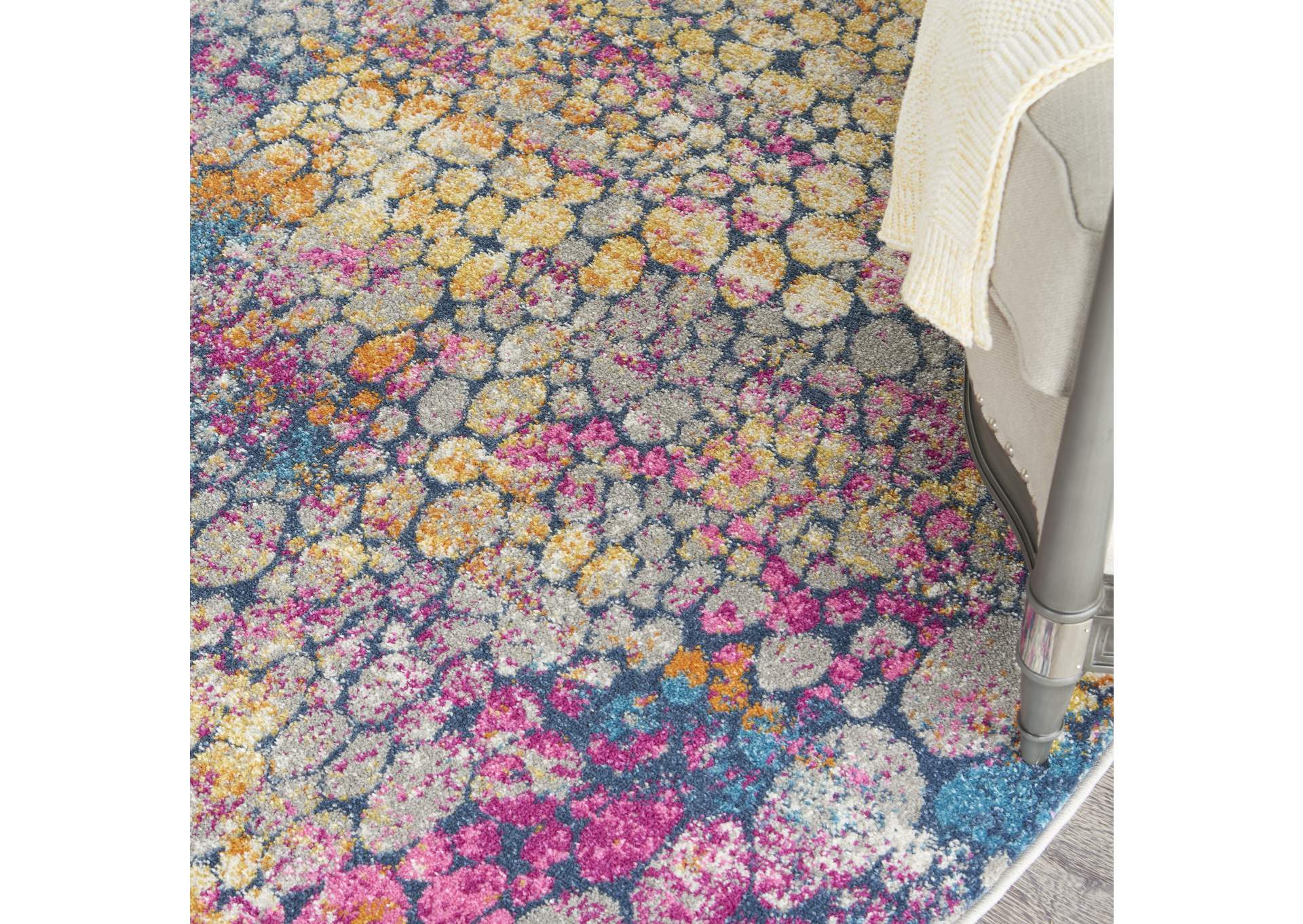 Nourison Passion 4' Round Yellow Multicolor Area Rug,Nourison