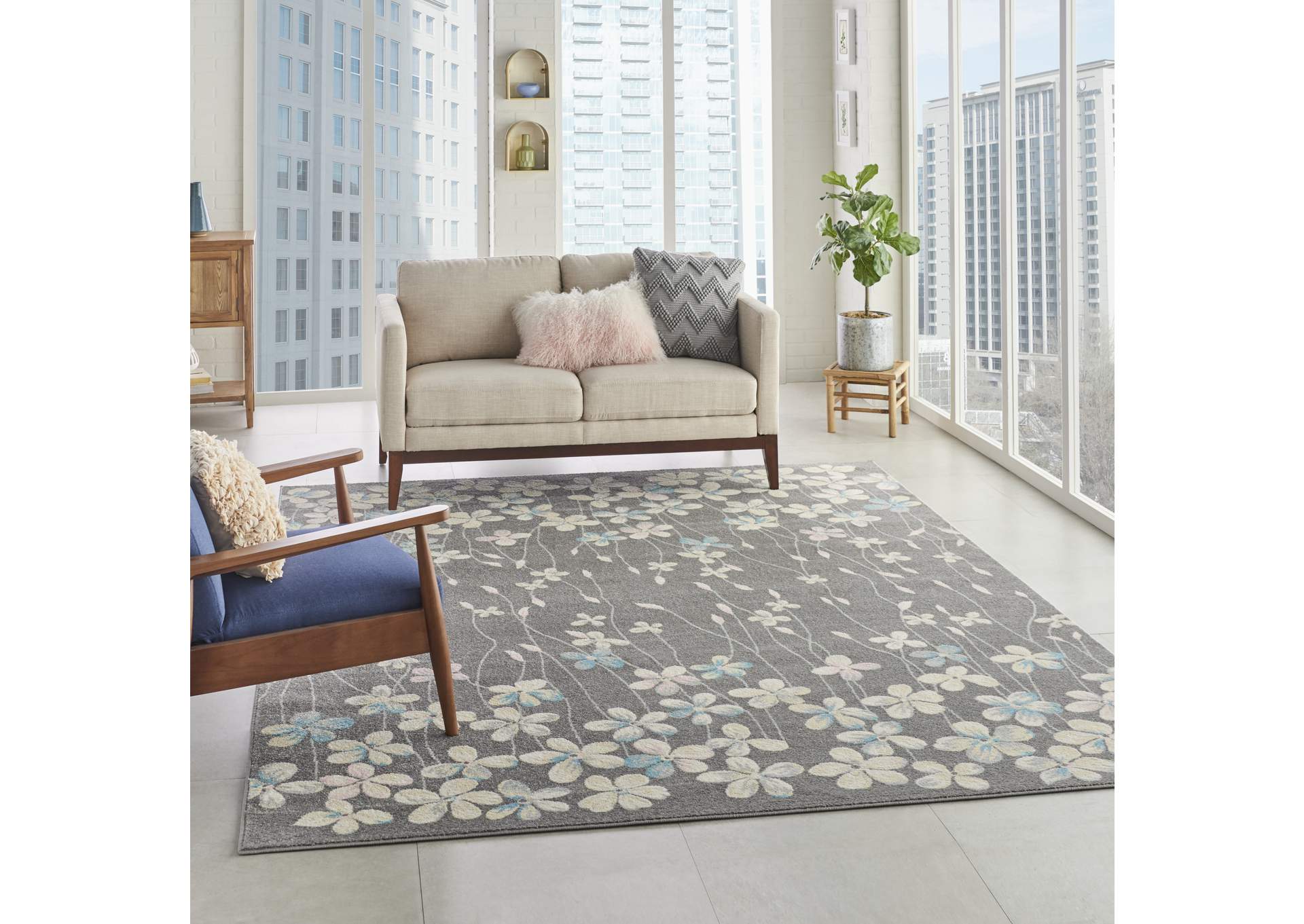 Nourison Tranquil TRA04 Grey 9'x12' Oversized Rug,Nourison