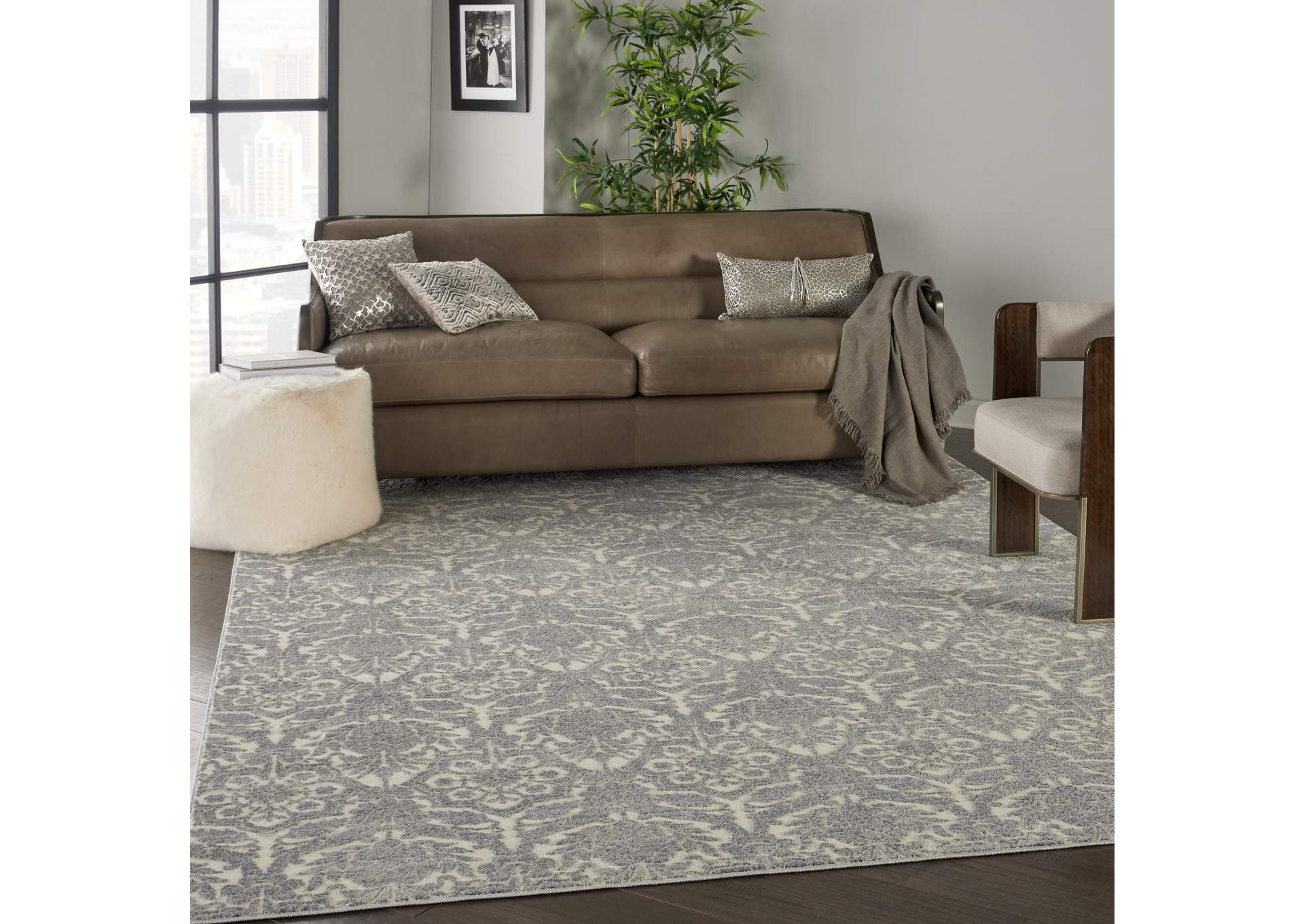 kathy ireland Home Sahara KI390 Grey and Ivory 8'x11' Large Rug,Nourison
