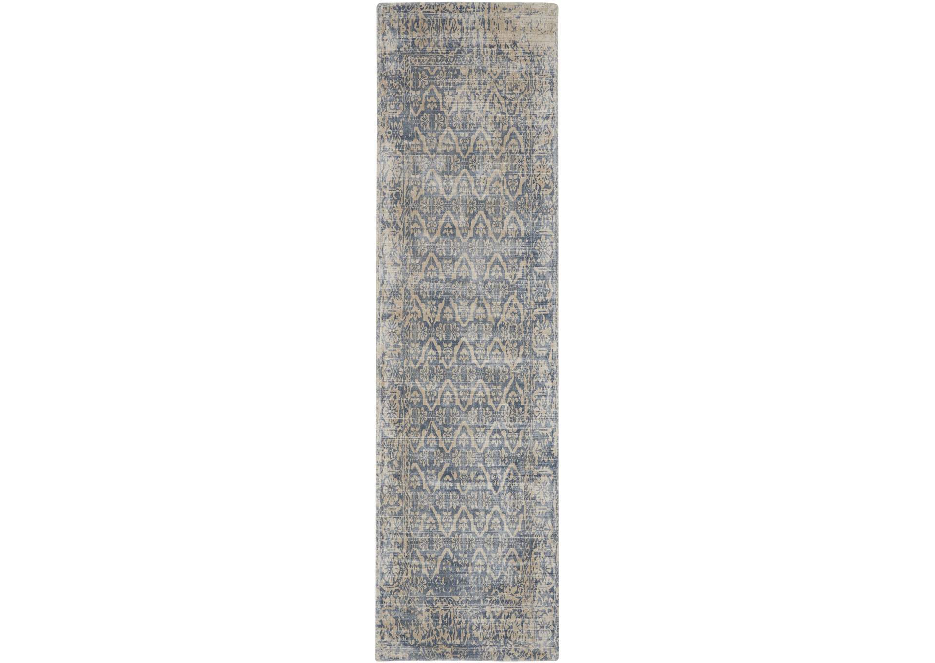 kathy ireland Home Desert Skies DSK04 Blue 8' Runner Hallway Rug,Nourison