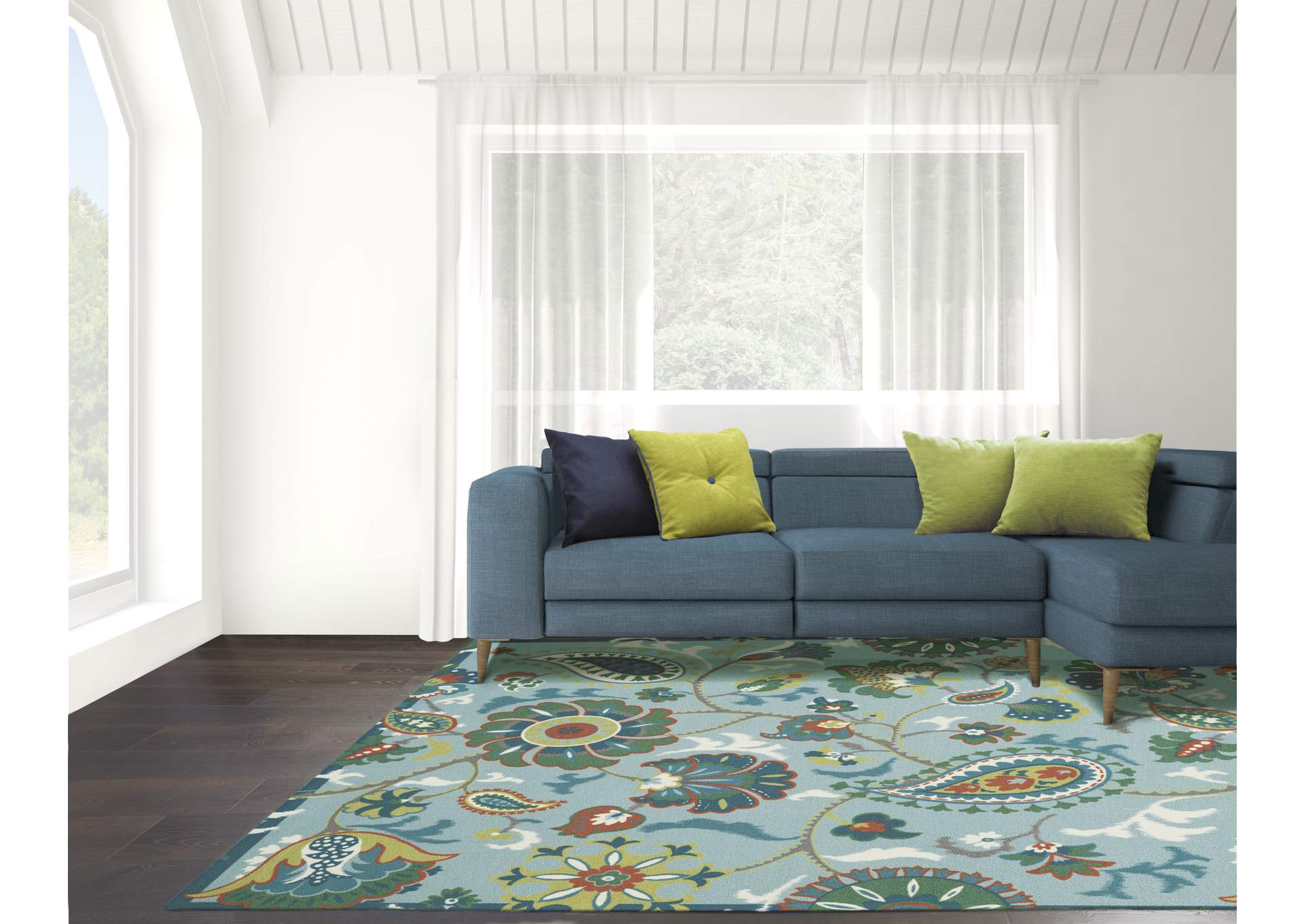 Waverly Sun N Shade SND73 Blue Multicolor 5'x8' Beach Area Rug,Nourison