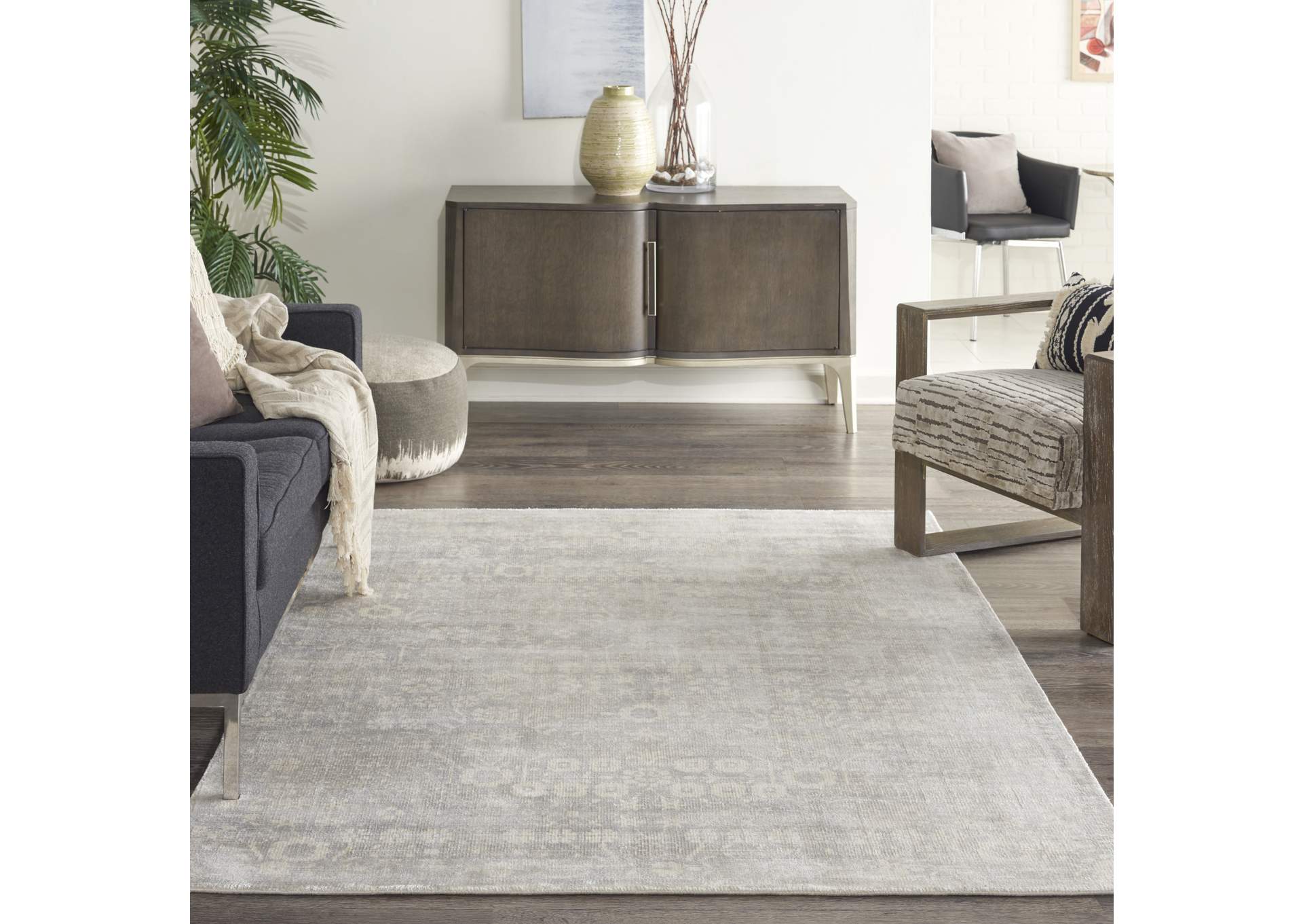 kathy ireland Home Desert Skies DSK02 Light Grey 5'x8' Area Rug,Nourison
