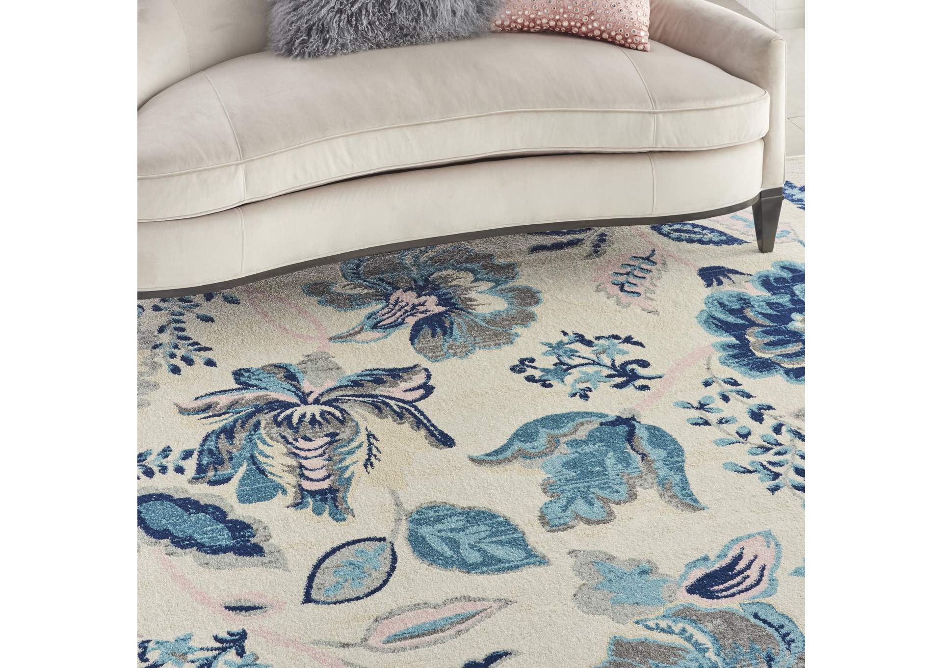 Nourison Tranquil TRA02 Blue and White 8'x10' Large Rug,Nourison