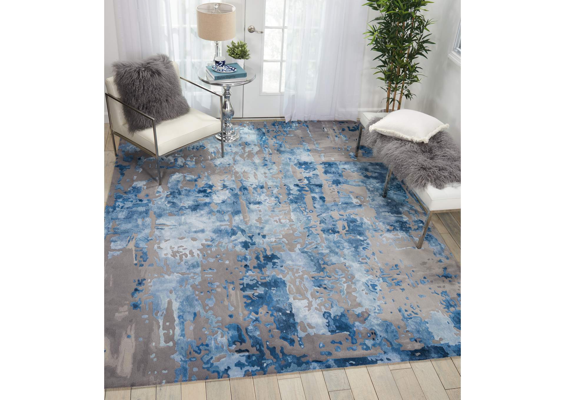 Nourison Prismatic 8'x10' Blue Grey Area Rug,Nourison