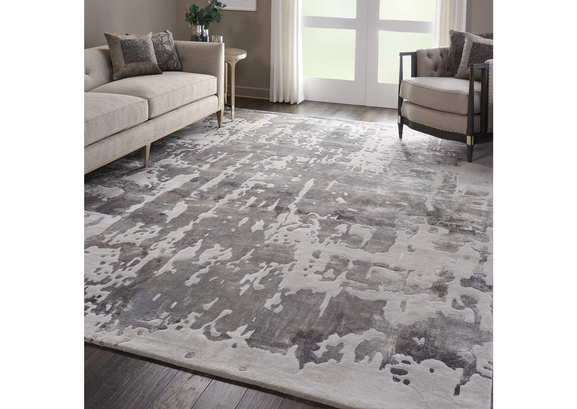 Nourison Prismatic 10'x14' Silver Grey Abstract Area Rug,Nourison