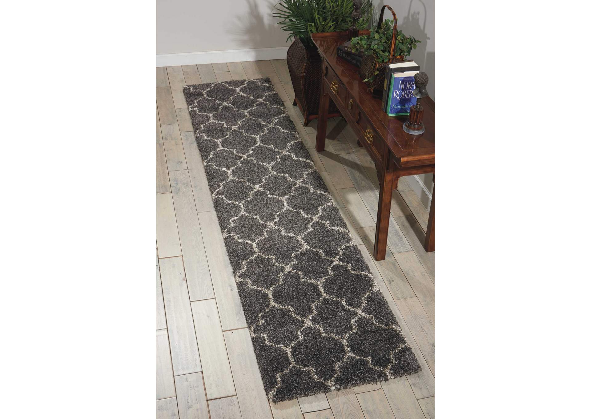 Nourison Amore AMOR2 Black 10' Runner Hallway Rug,Nourison