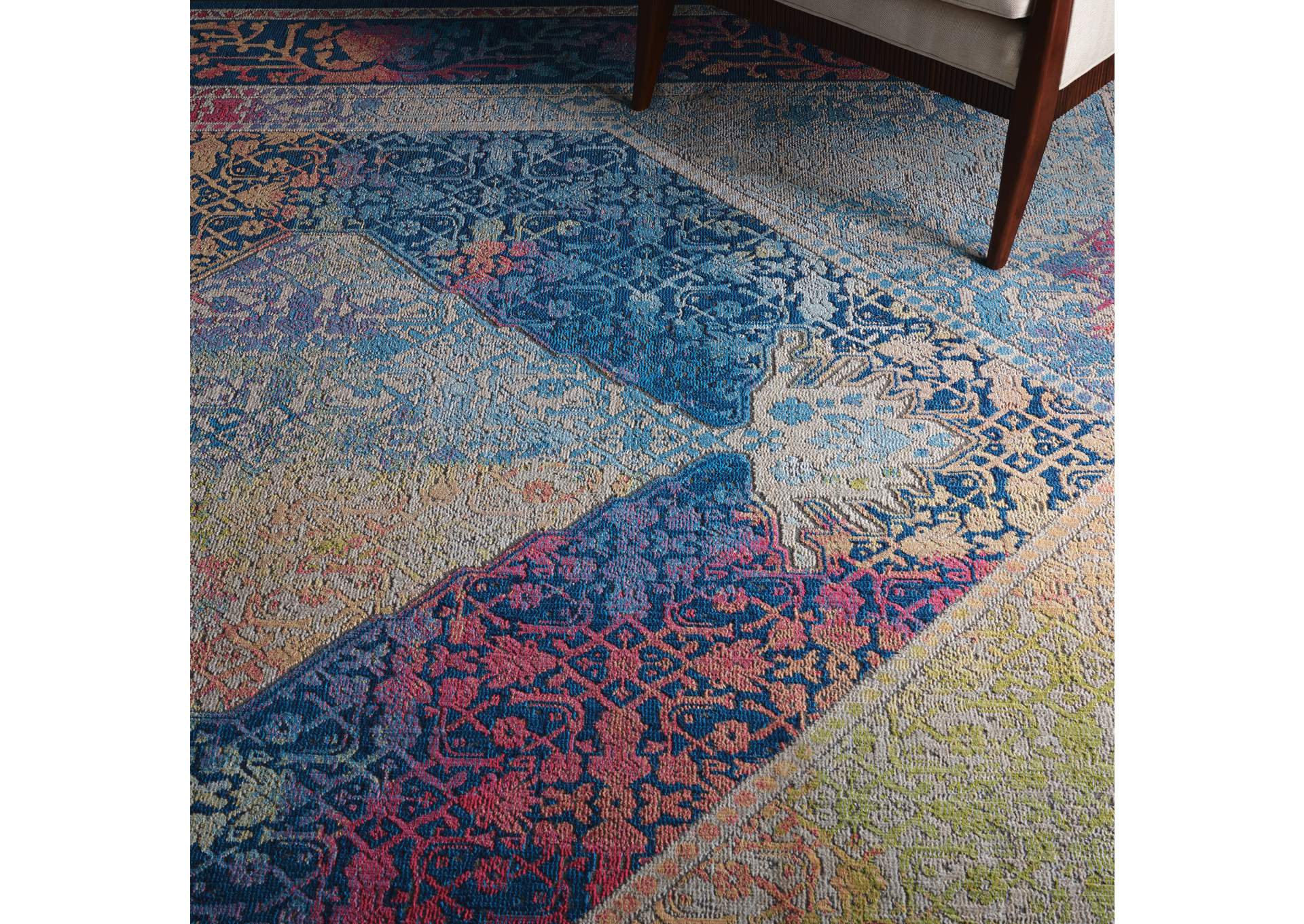 Nourison Ankara Global ANR04 Blue Multicolor 9'x12' Oversized Low-pile Rug,Nourison