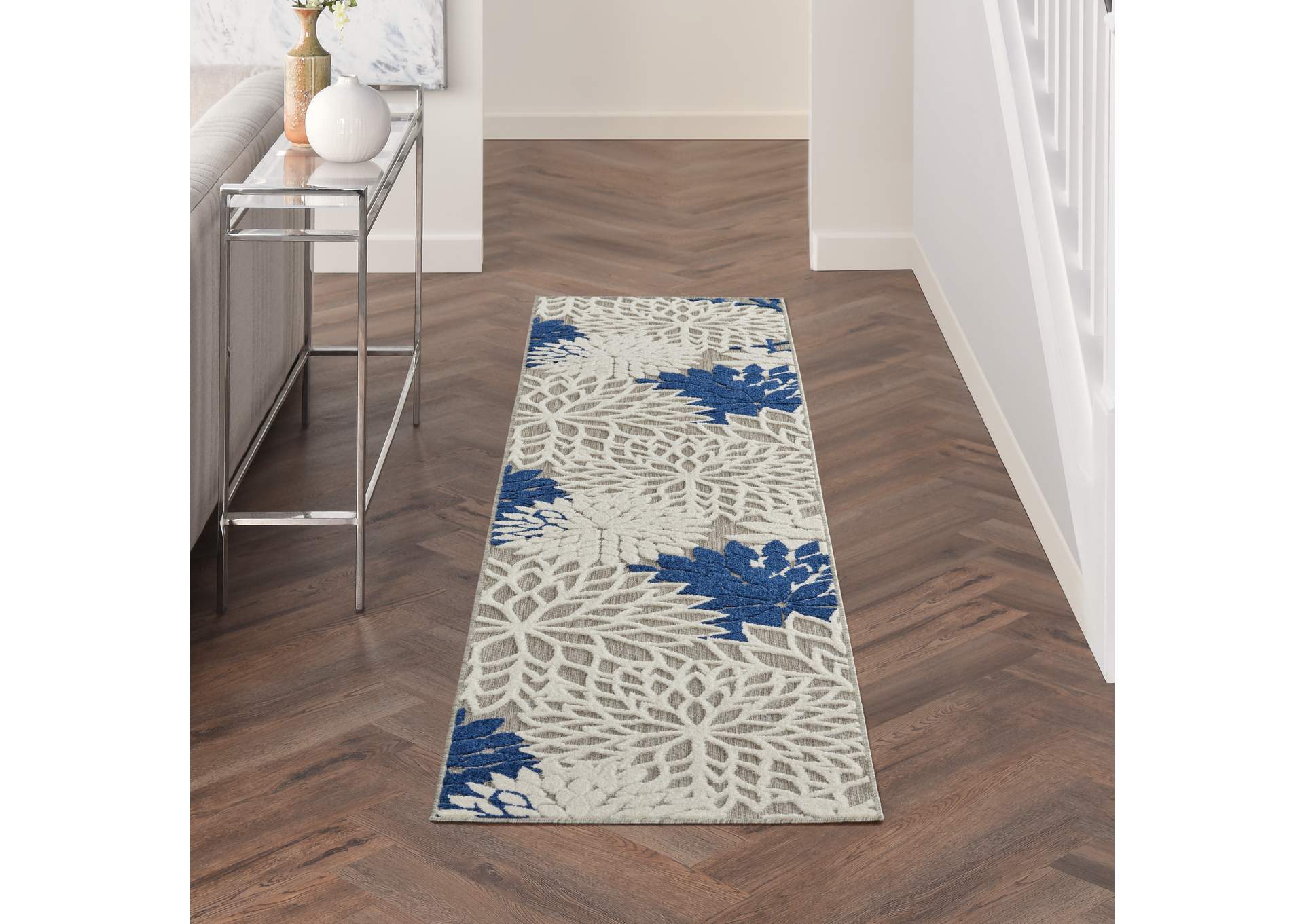 Nourison Aloha 2'x6' Ivory Navy Area Rug,Nourison