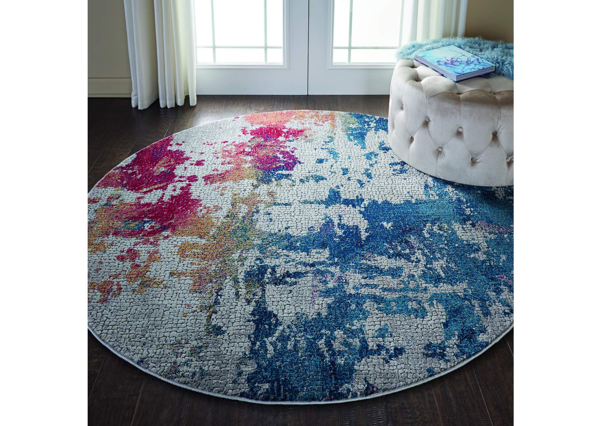 Nourison Ankara Global ANR10 Multicolor 6' Round Abstract Area Rug,Nourison