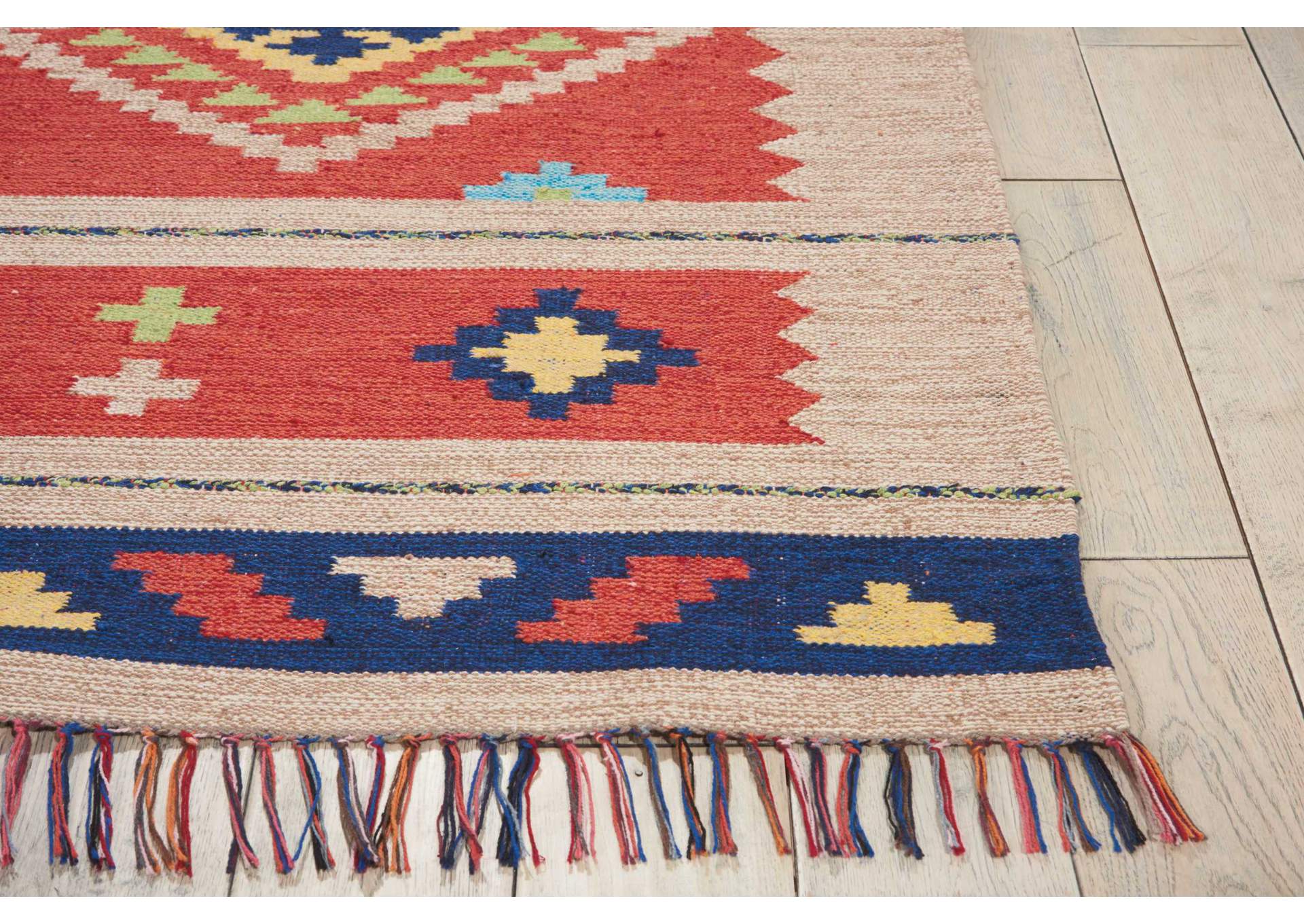 Nourison Baja BAJ02 Red and Black 7'x10' Large Flat Weave Rug,Nourison