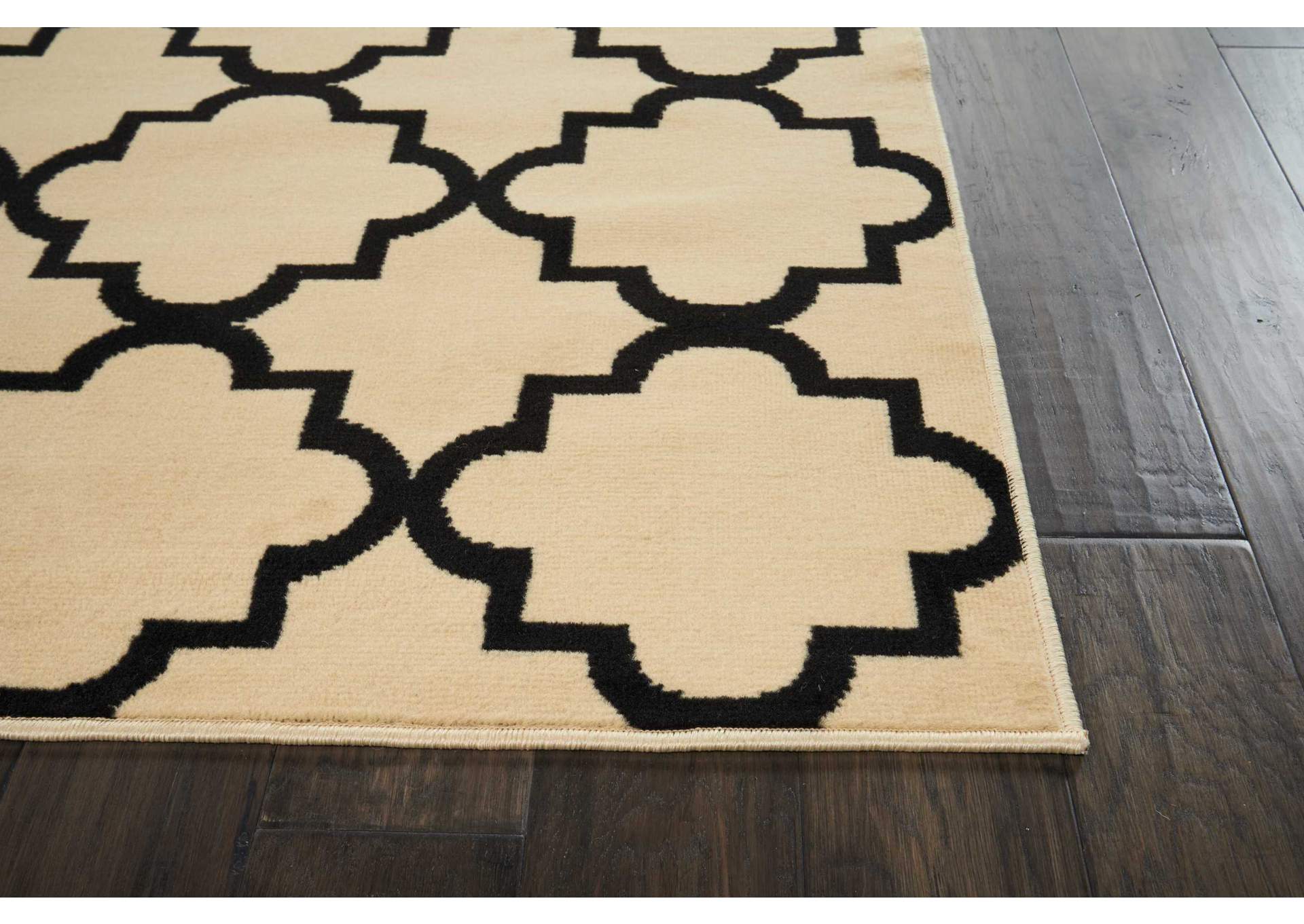 Nourison Grafix GRF08 Black and White 8'x10' Large Rug,Nourison