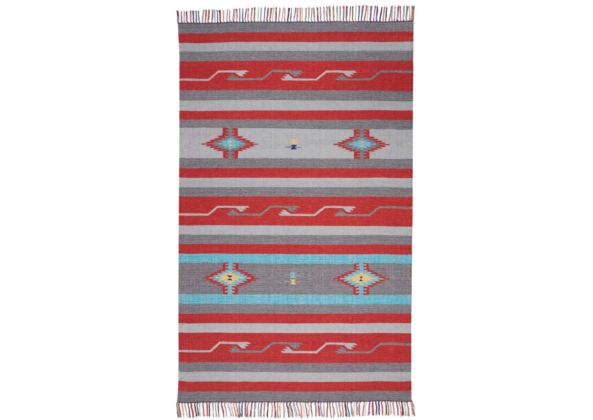 Nourison Baja BAJ01 Grey and Red 4'x6' Southwestern Area Rug,Nourison