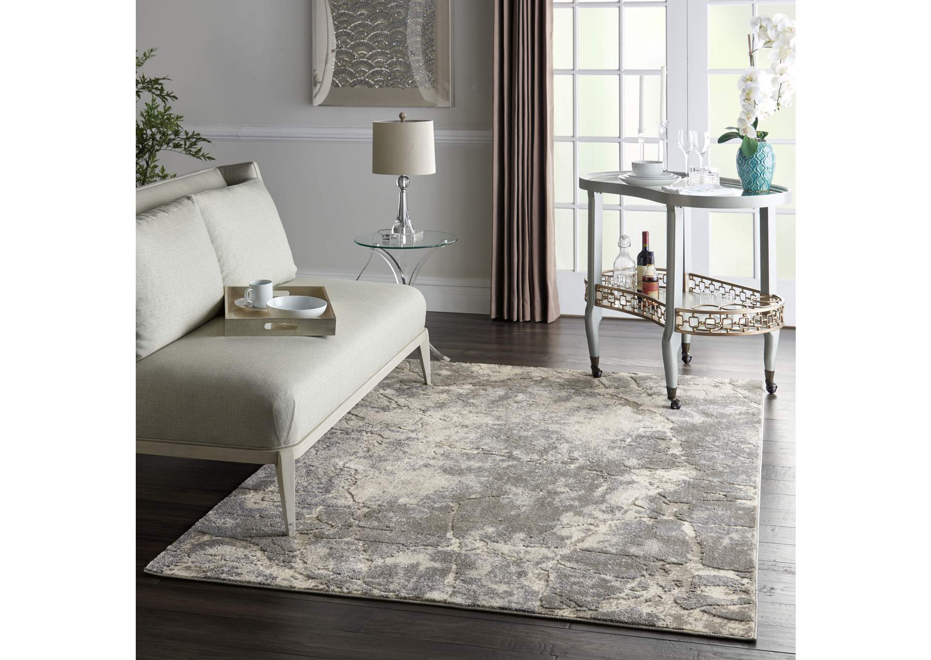 kathy ireland Home Sahara KI394 Grey and White 4'x6' Area Rug,Nourison