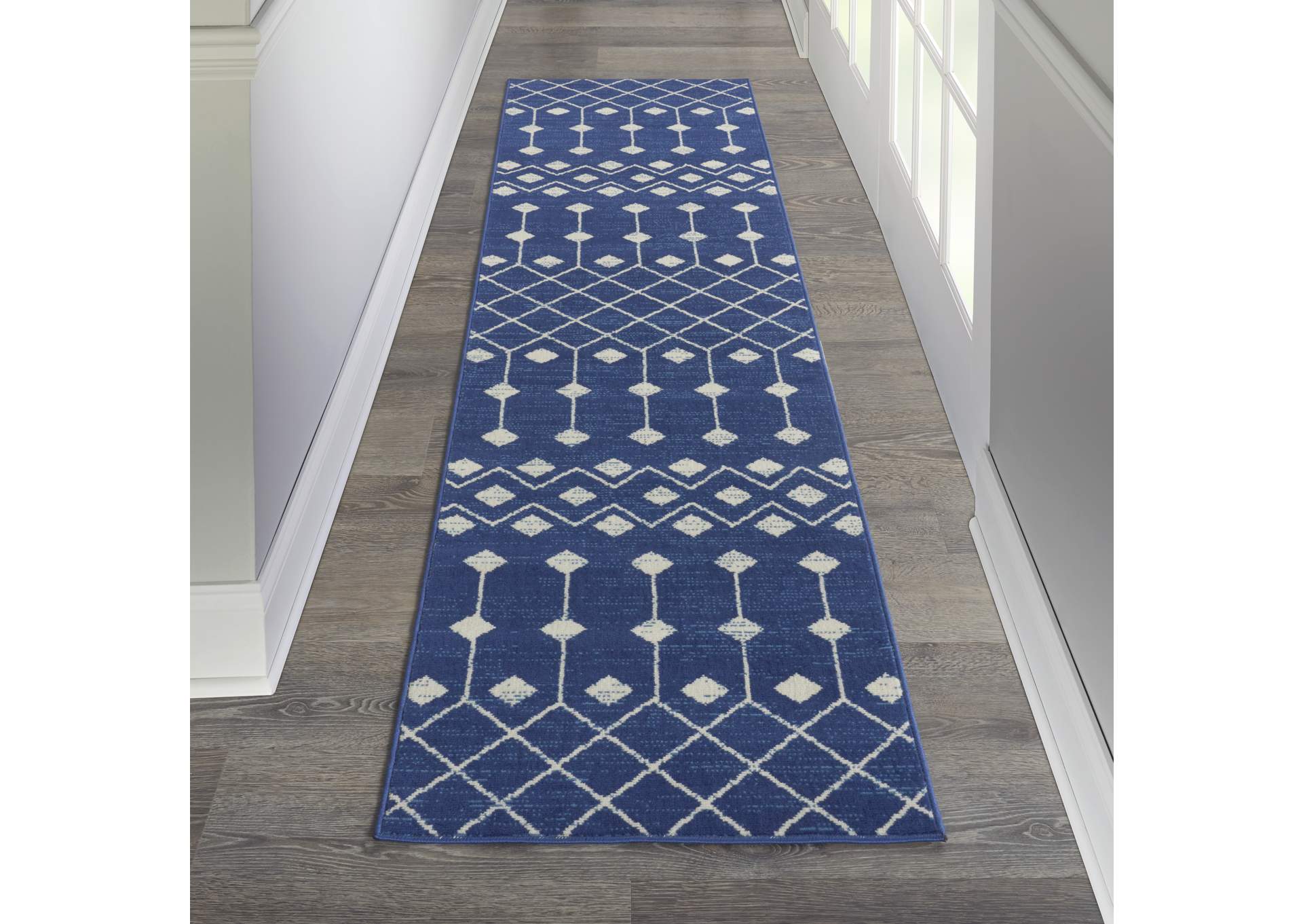 Nourison Grafix 10' Runner Navy Area Rug,Nourison