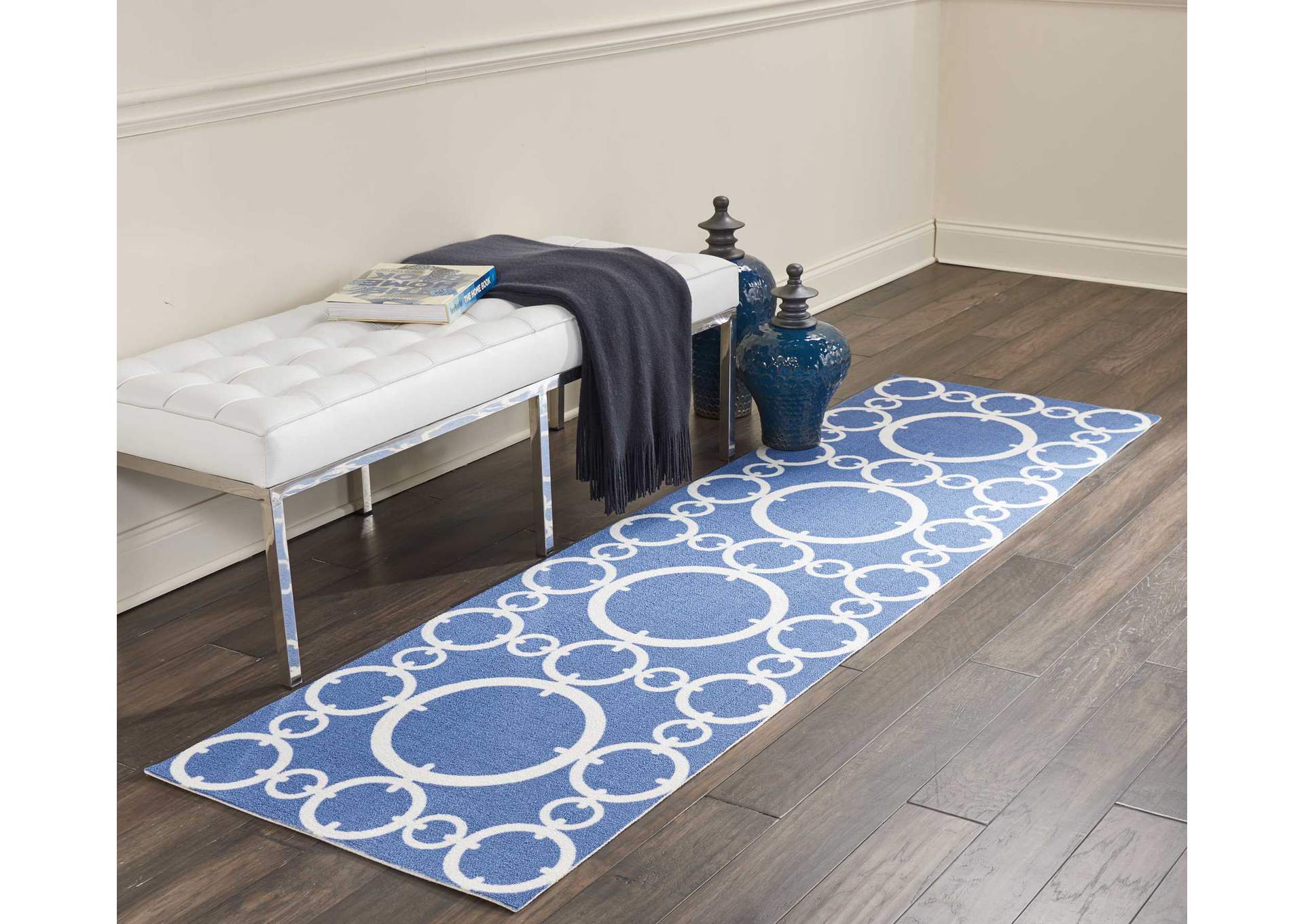 Nourison Sun N Shade SND02 Dark Blue 8' Runner Hallway Rug,Nourison