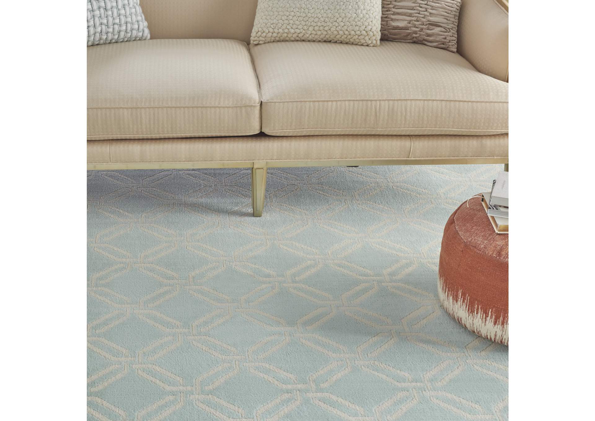 Nourison Jubilant JUB17 Aqua 8'x10' Large Low-pile Rug,Nourison
