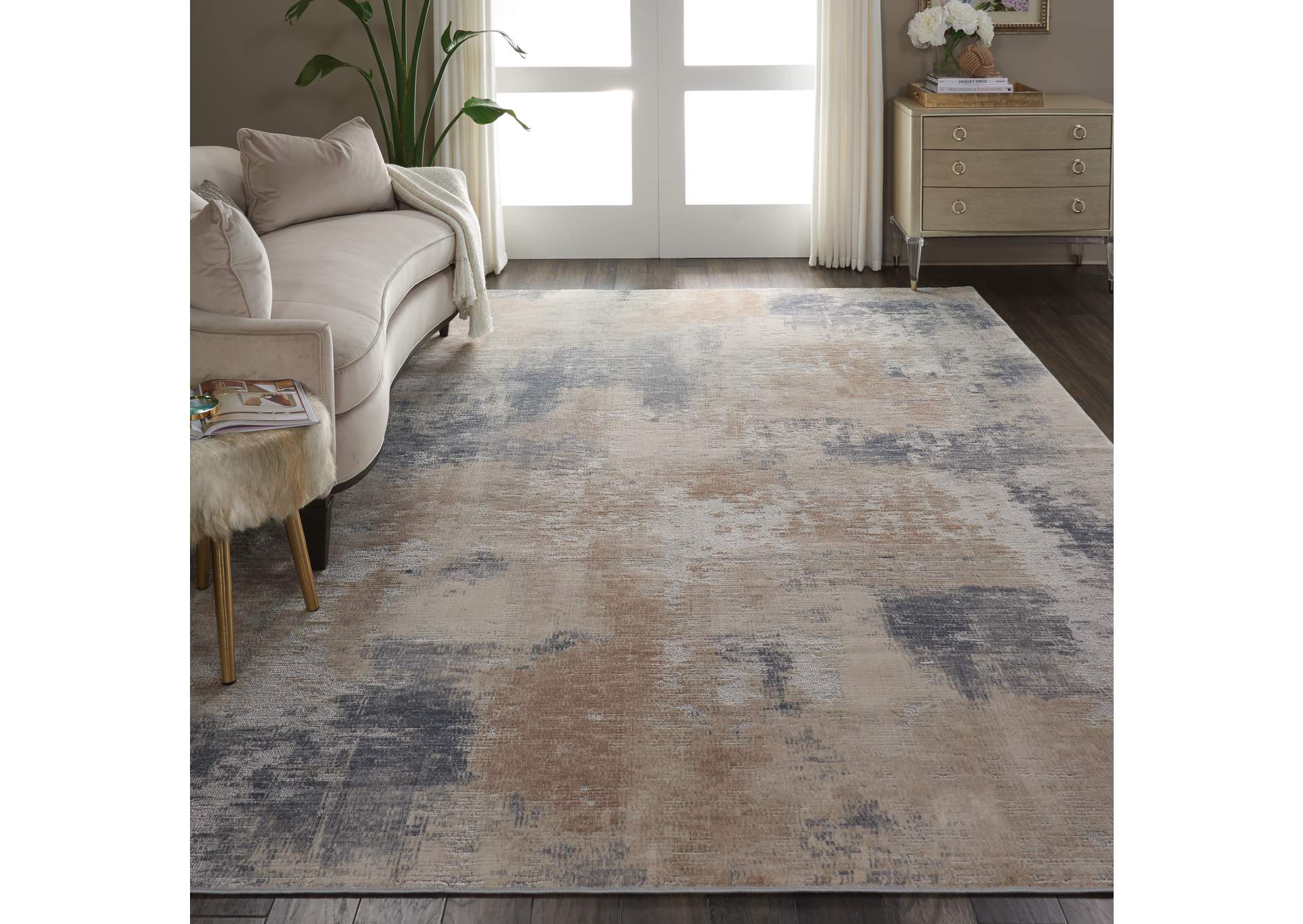 Nourison Rustic Textures RUS02 Beige and Grey 8'x11' Oversized Rug,Nourison