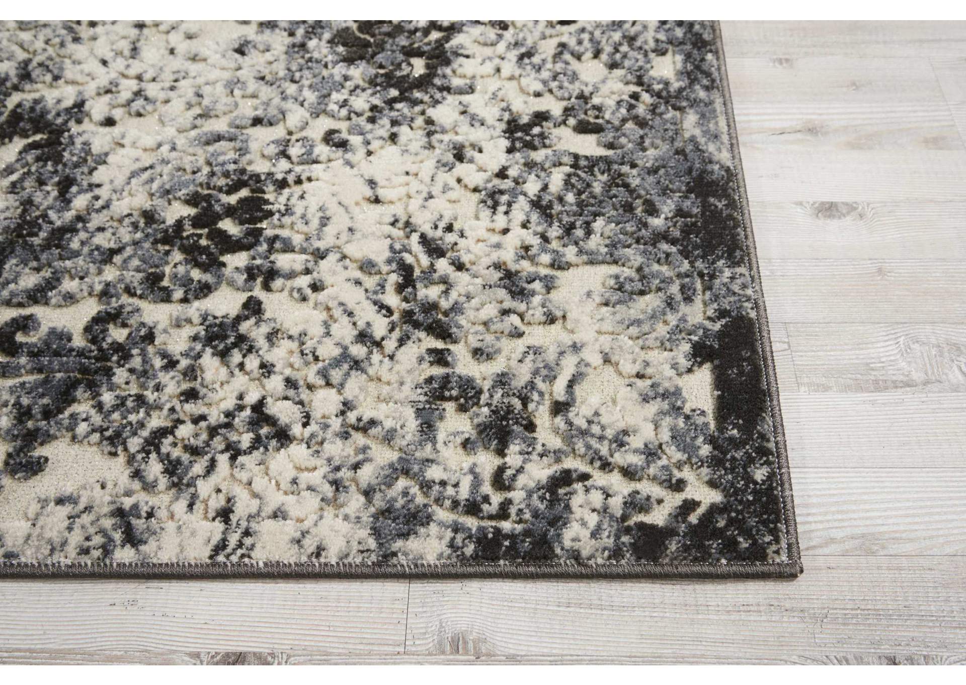 Michael Amini Gleam MA603 Grey and White 8' Runner Hallway Rug,Nourison