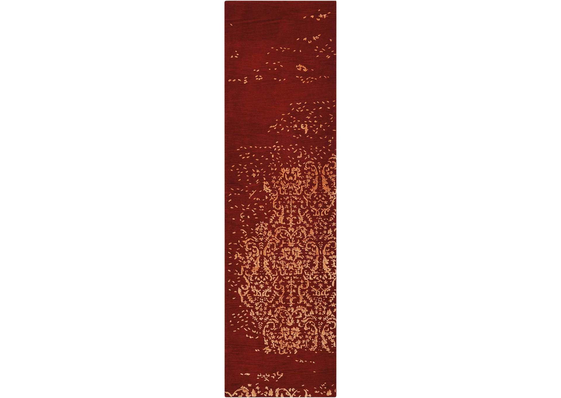 Nourison Opaline OPA08 Burnt Orange 8' Runner Hallway Rug,Nourison