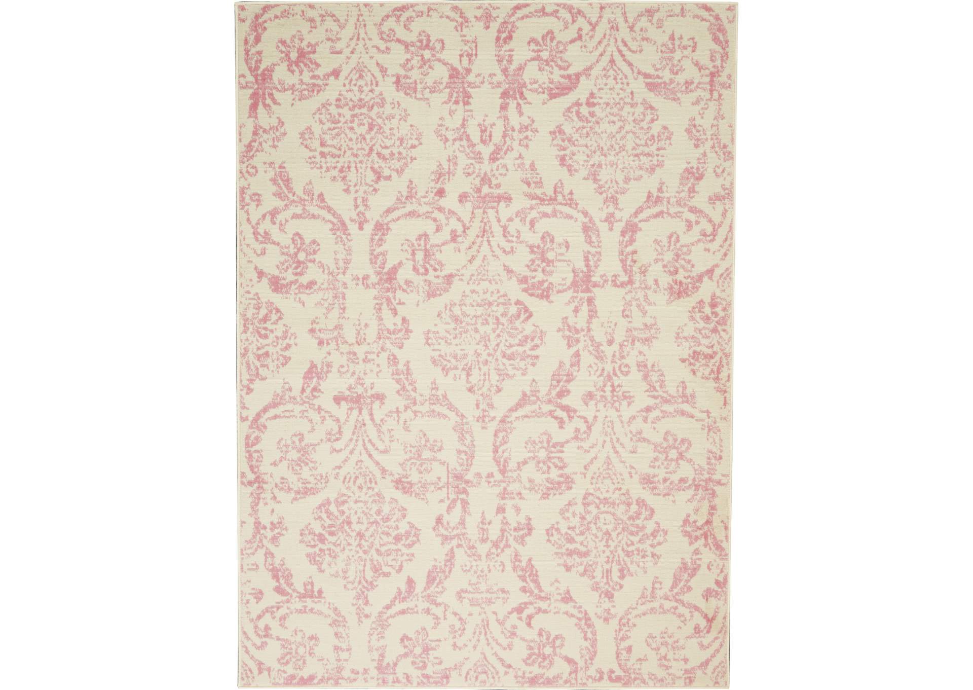 Nourison Jubilant JUB09 White and Pink 4'x6' Farmhouse Area Rug,Nourison