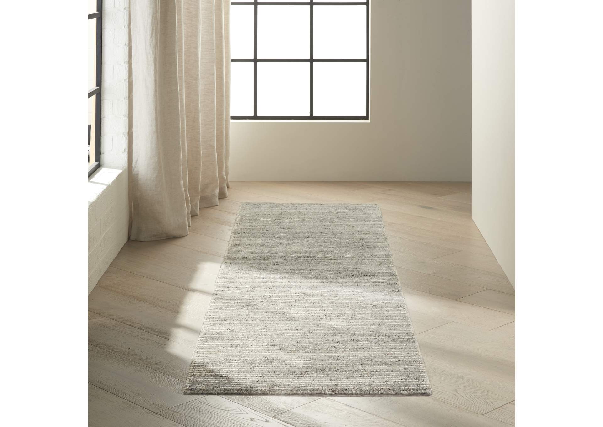 Calvin Klein Kathmandu 8' Runner Grey All - Natural Fibers Area Rug,Nourison